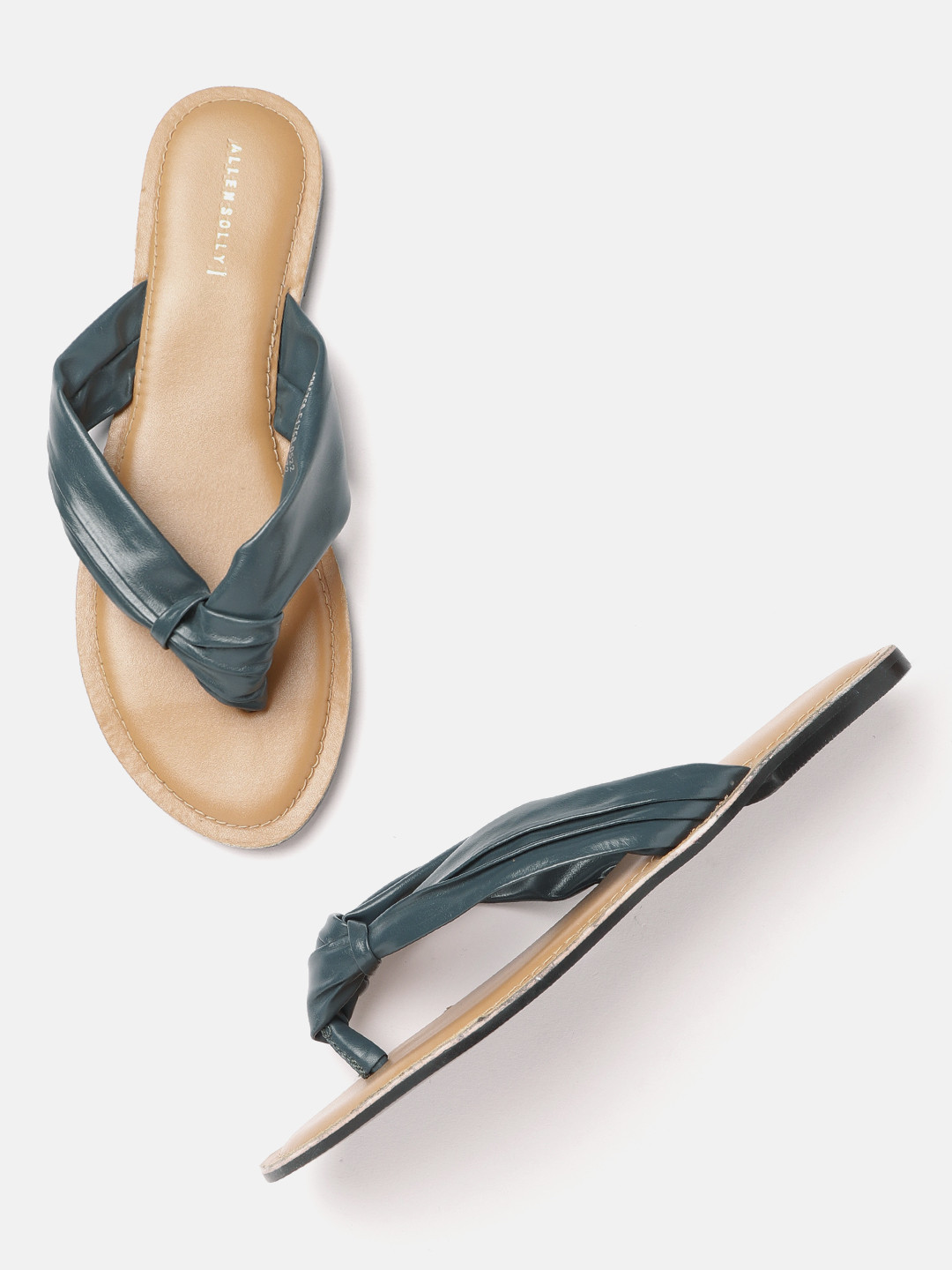 Allen Solly Women Teal Green Solid Open Toe Flats