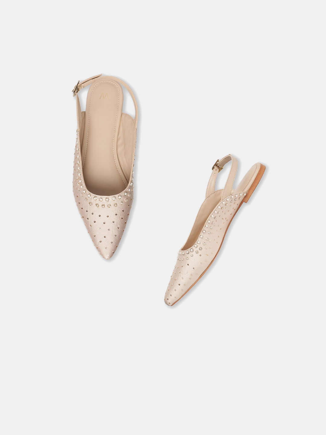 W Women Beige Embellished Ballerinas - Flats for Women 19652474 | Myntra