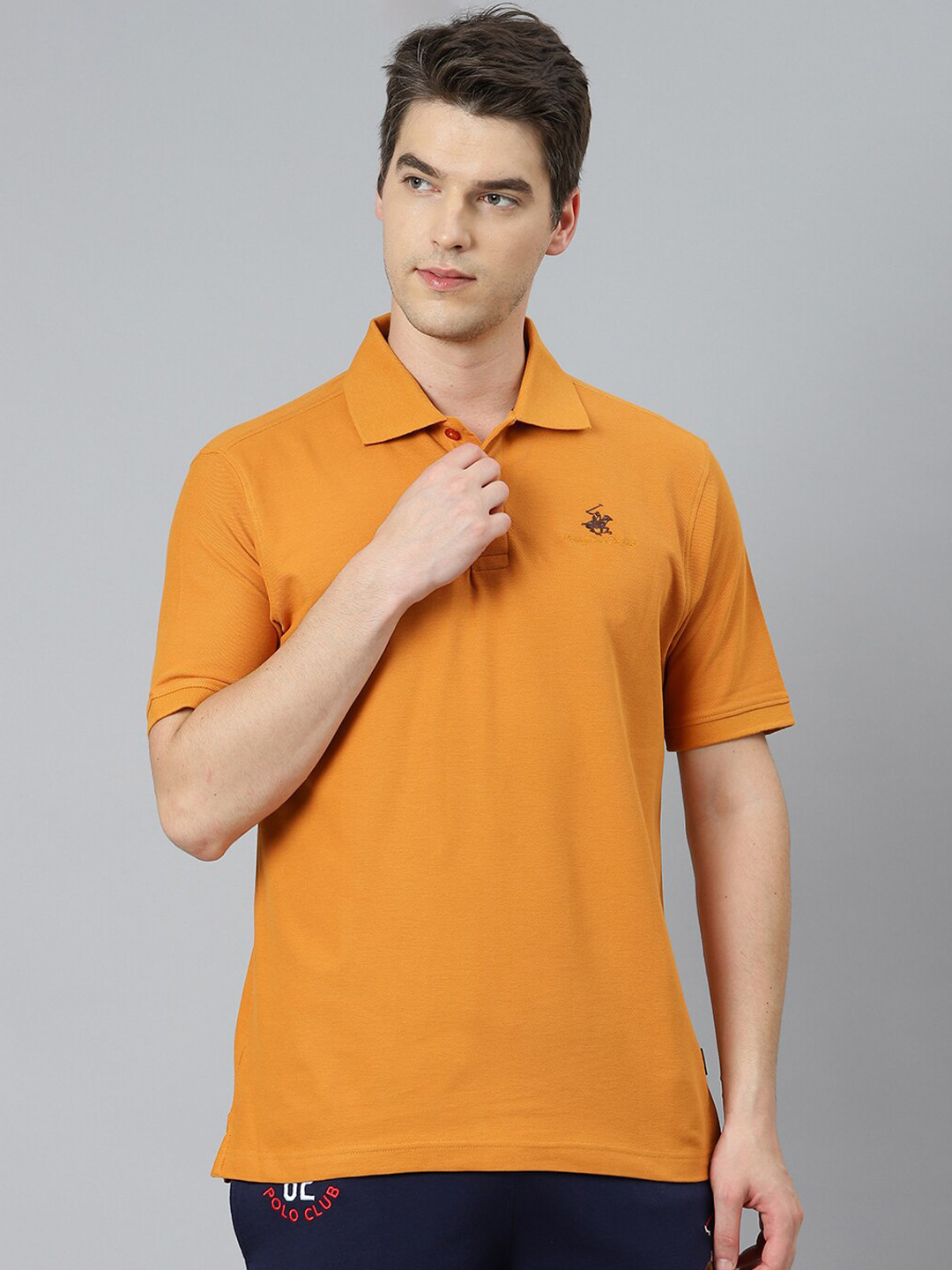 Beverly Hills Polo Club Men Gold-Toned Polo Collar T-shirt