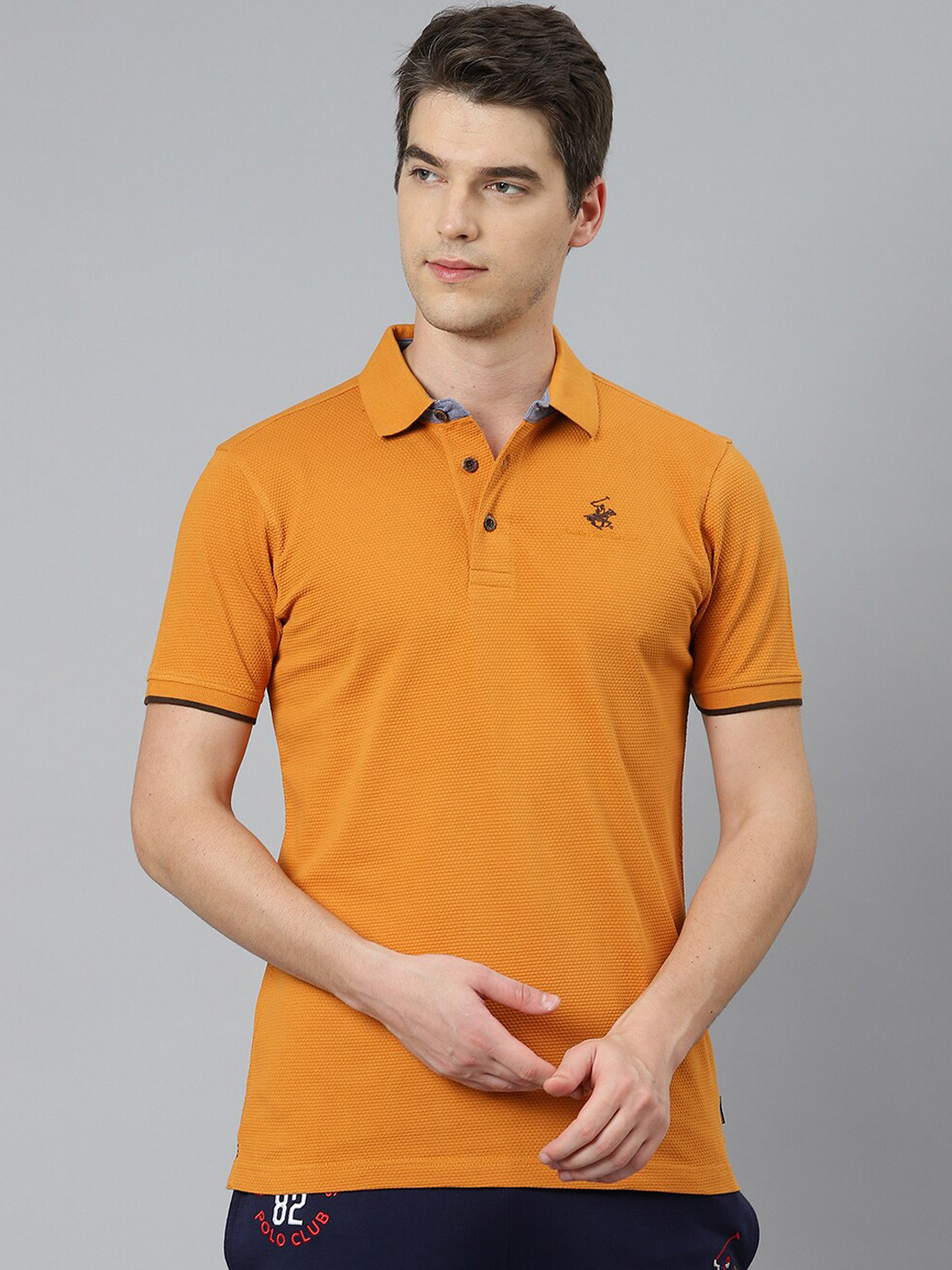 Beverly Hills Polo Club Men Gold-Toned Polo Collar T-shirt
