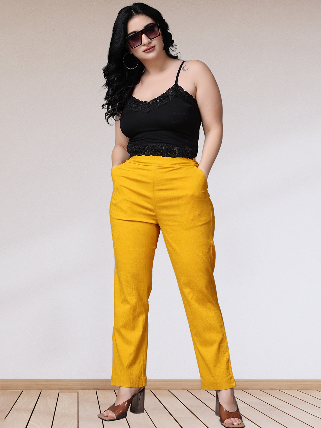 APELLA Women Mustard Yellow Trousers