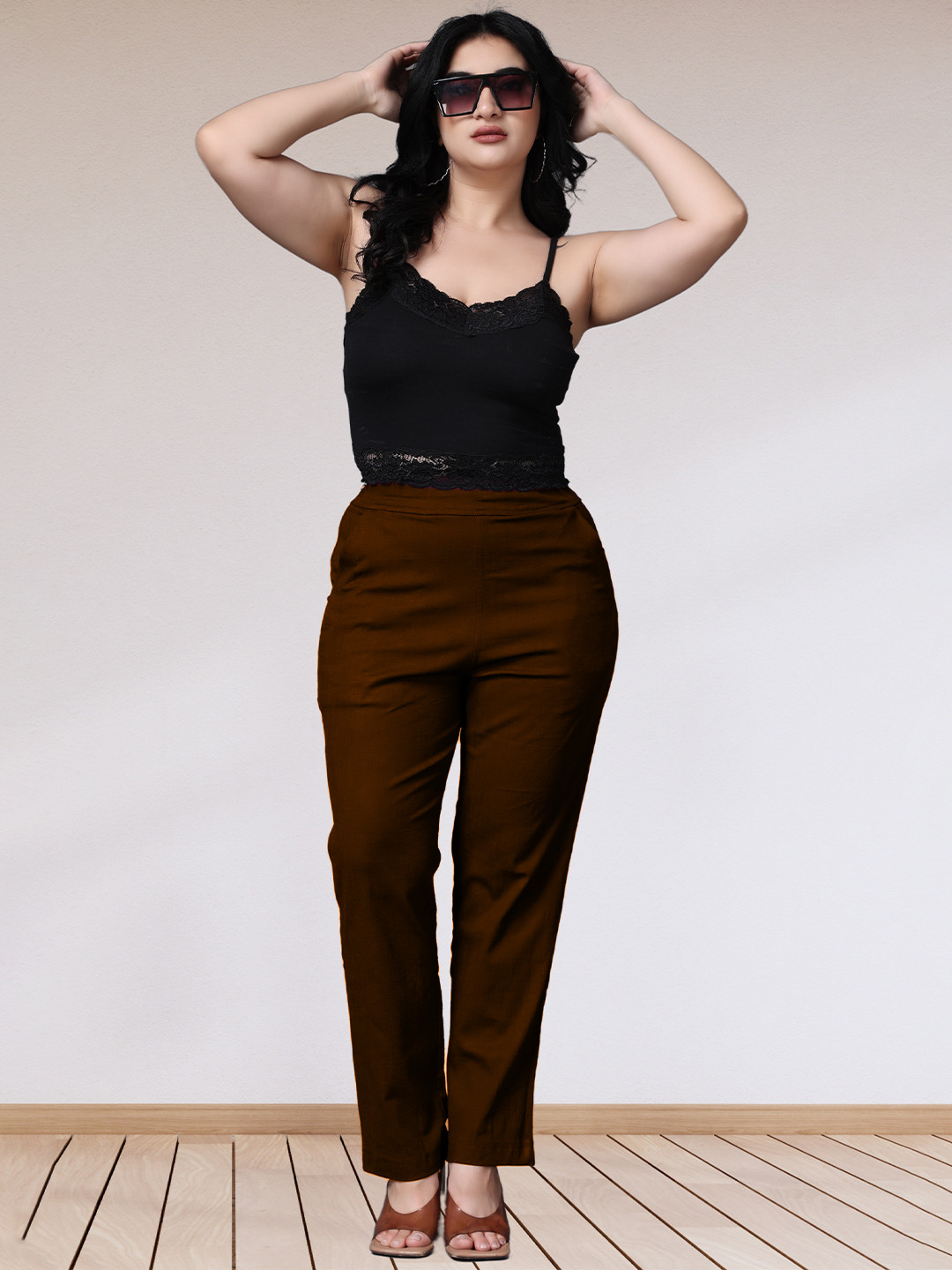 APELLA Women Coffee Brown Trousers