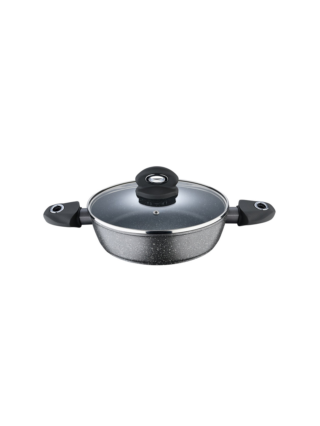 BERGNER Grey Solid Aluminium Induction Base Non-stick Kadai With Glass Lid