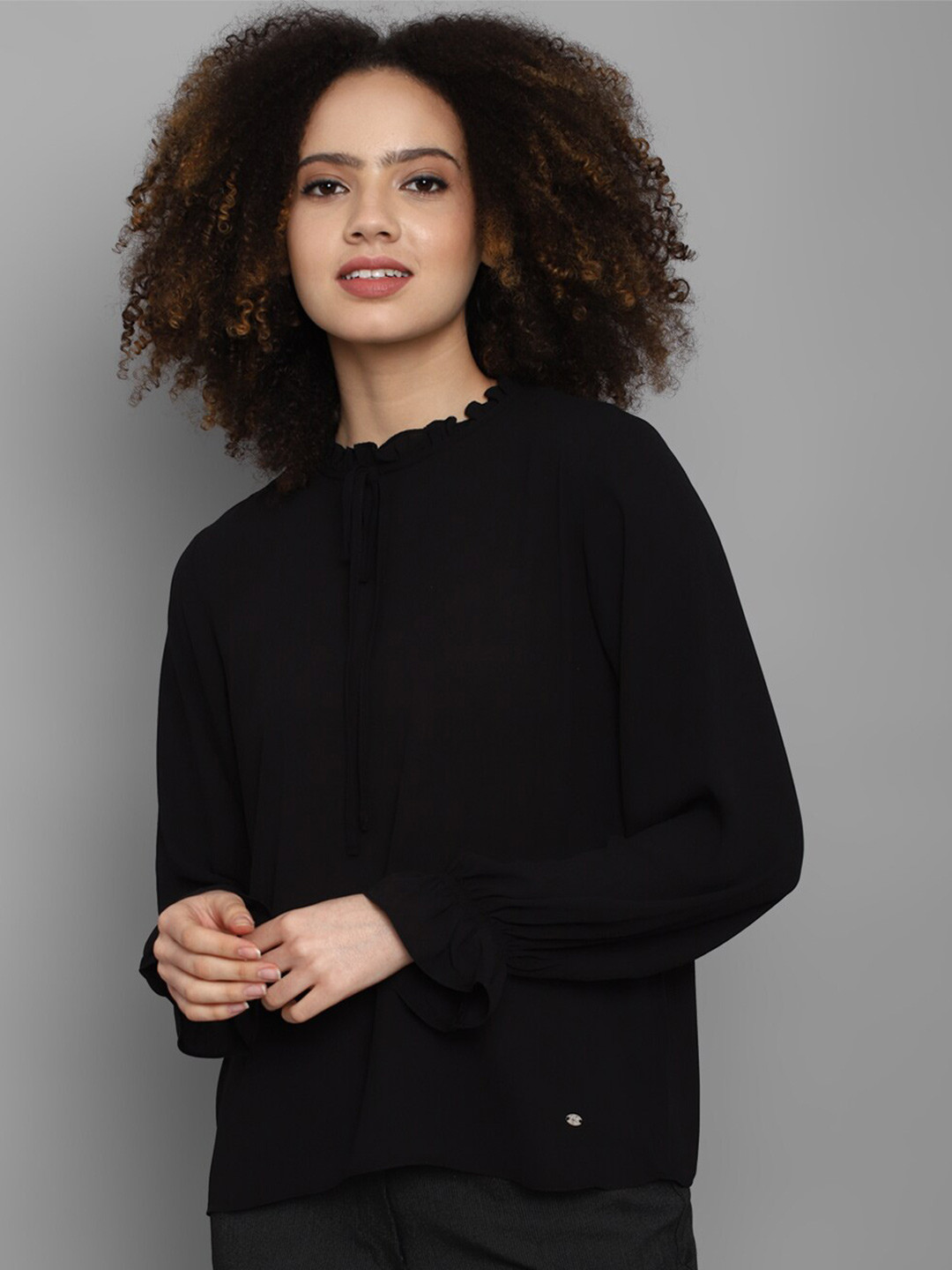 Allen Solly Woman Black Polyester Casual Shirt
