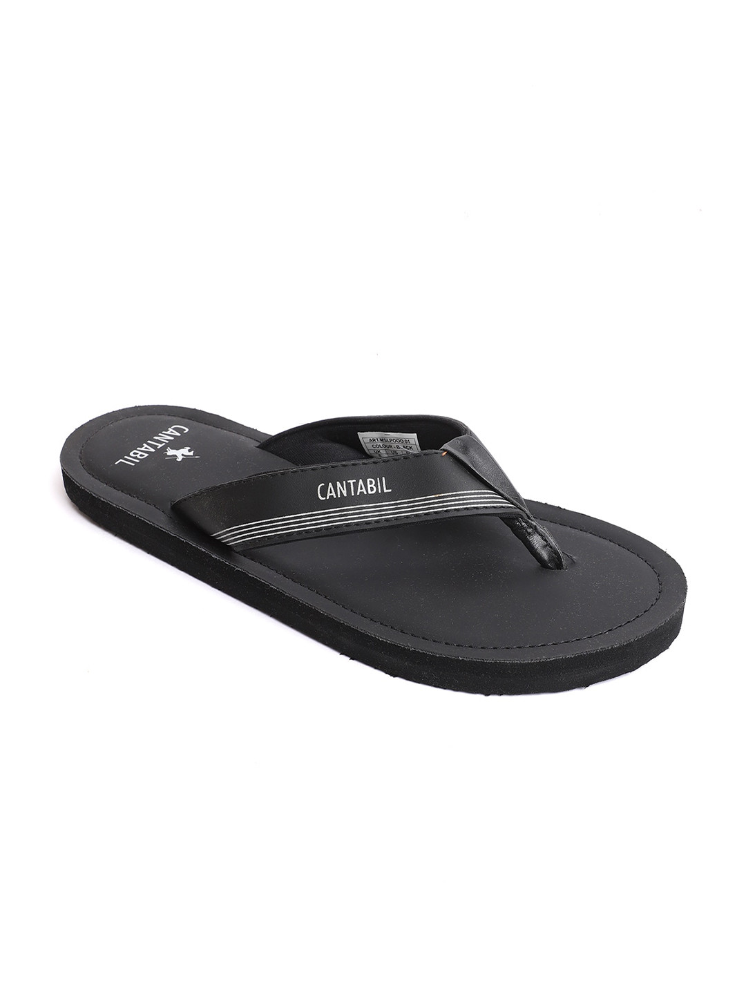 Cantabil Men Black & White Printed Thong Flip-Flops