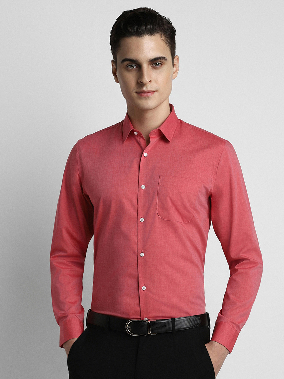 Peter England Men Pink Slim Fit Formal Shirt - Image 1