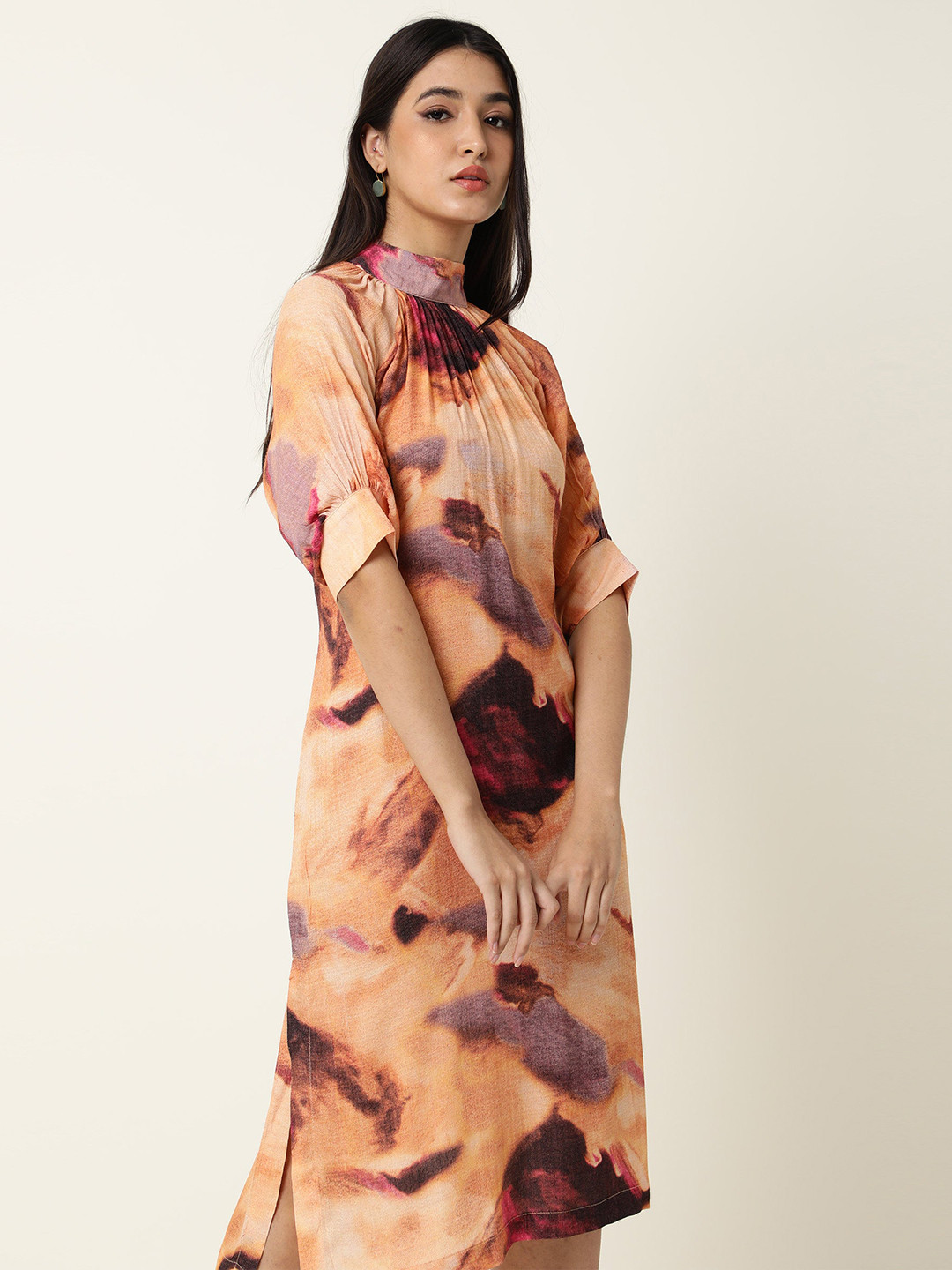 RAREISM Women Orange & Brown Sheath Dress