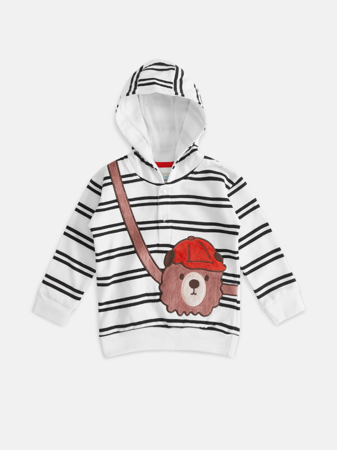 Pantaloons Baby Boys White Striped Sweatshirt