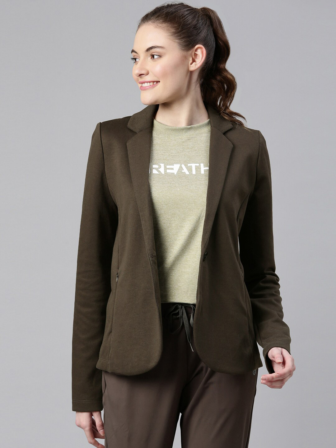 Enamor Women Dry Fit Stretch Cotton Single-Breasted Sporty Blazer A903
