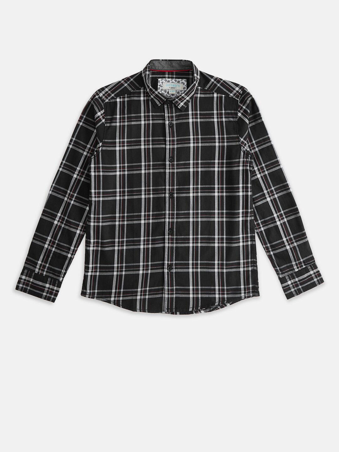 Pantaloons Junior Boys Black Tartan Checks Checked Party Shirt