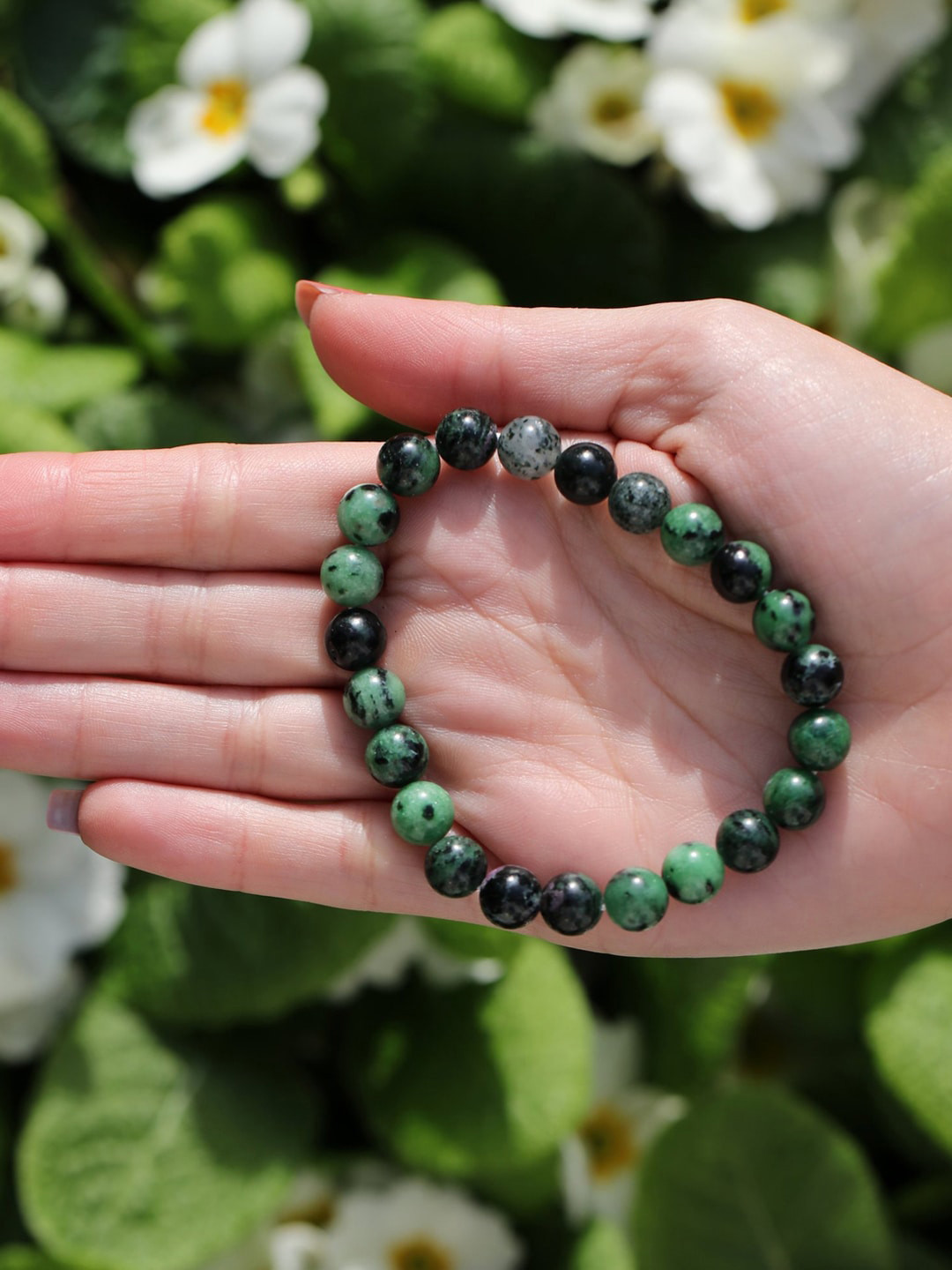 Young & Forever Unisex Green & Black Ruby In Zoiste Brass Bracelet