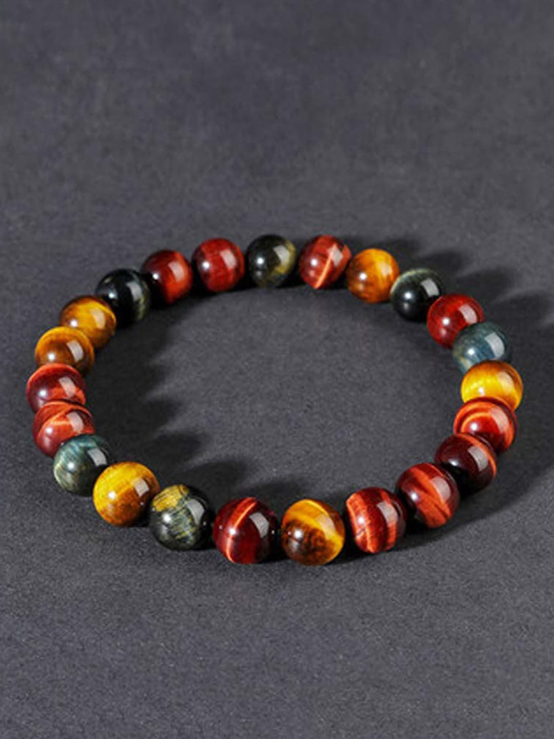 Young & Forever Unisex Yellow & Brown Brass Tigers Eye Bracelet