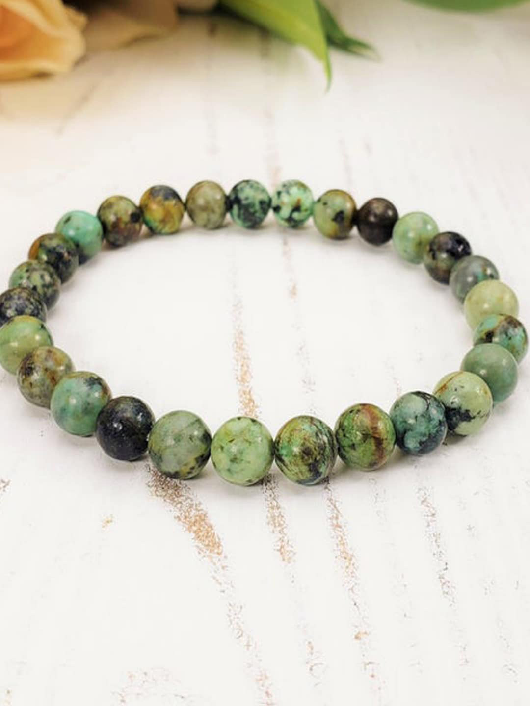 Young & Forever Unisex Green & Brown Brass Turquoise Bracelet