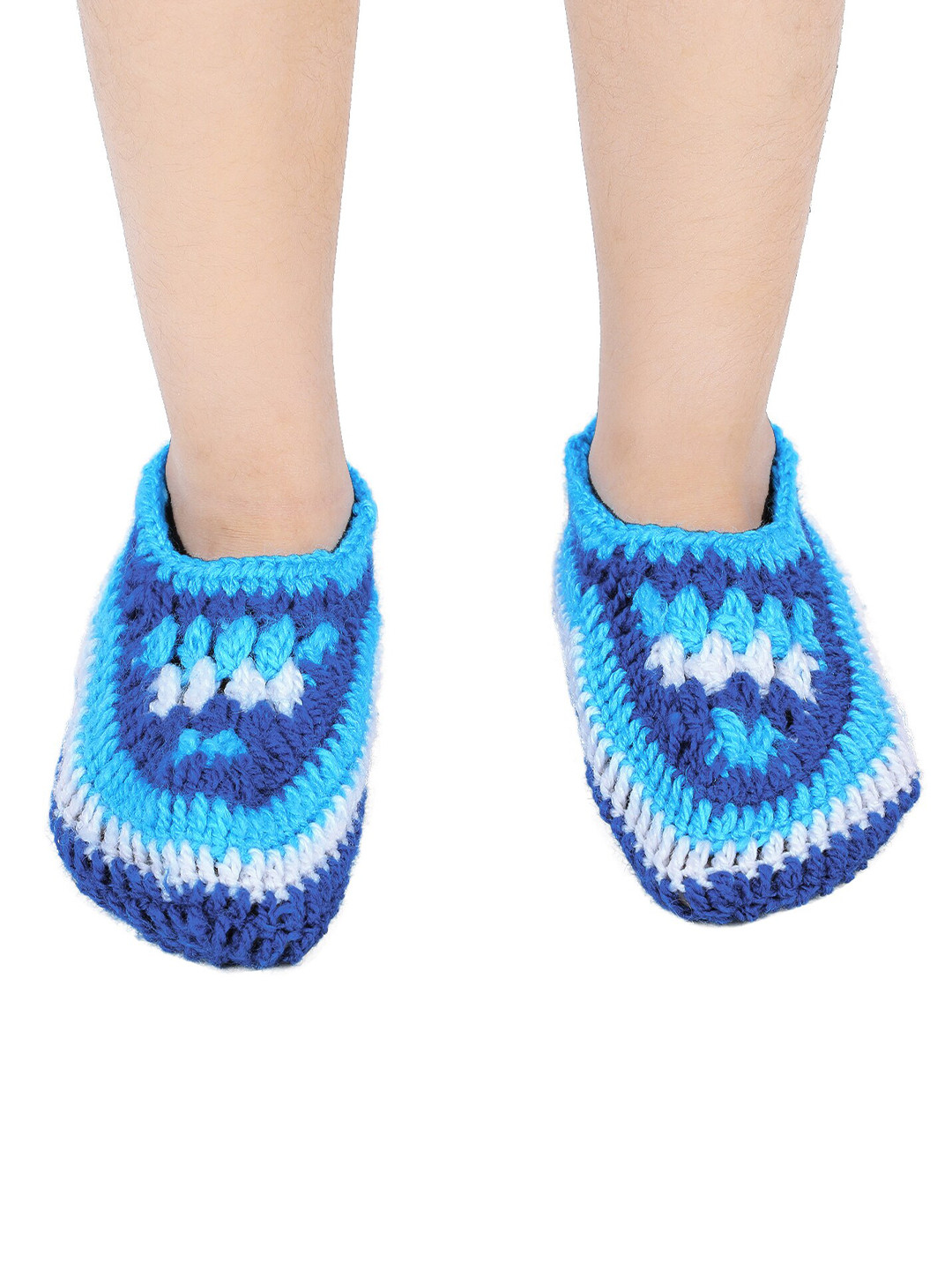 Bharatasya Girls Blue & White Patterned Ankle Length Socks