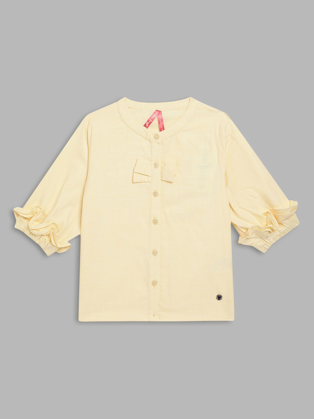 Blue Giraffe Yellow Mandarin Collar Shirt Style Top