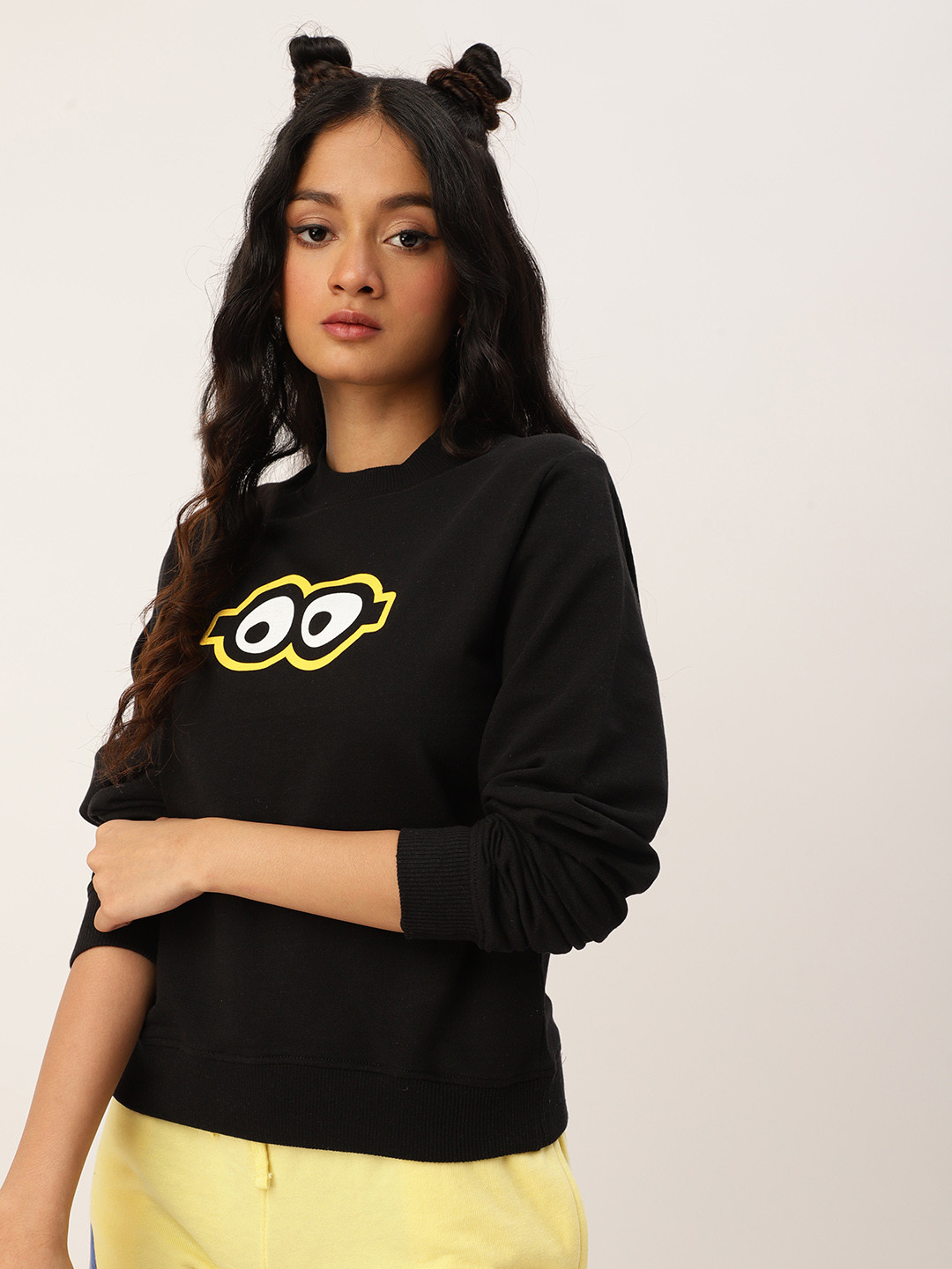 Minions by Kook N Keech Teens Girls Black Printed Sweatshirt