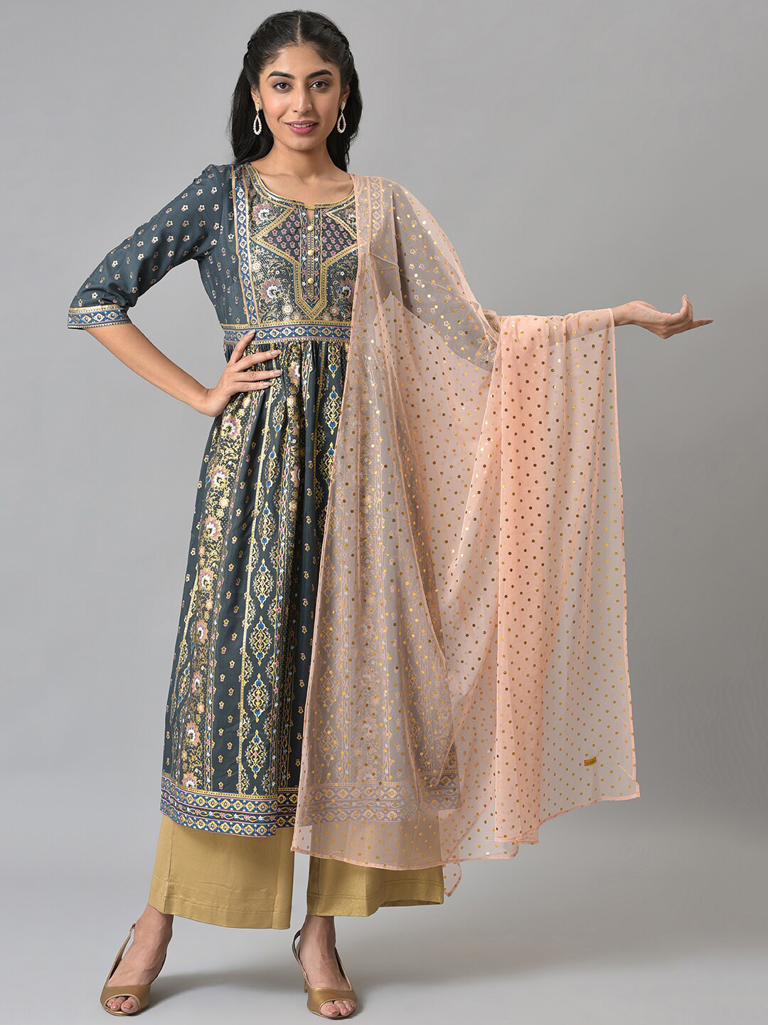 AURELIA Pink Printed Dupatta