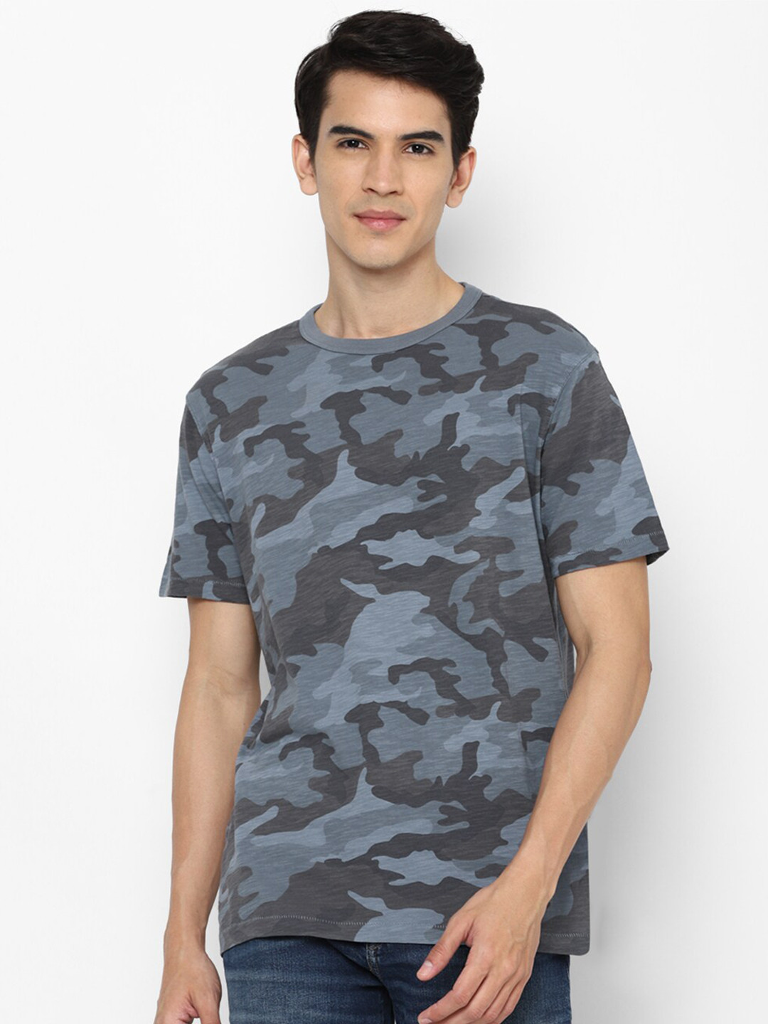 AMERICAN EAGLE OUTFITTERS Men Blue Camouflage Cotton Printed T-shirt