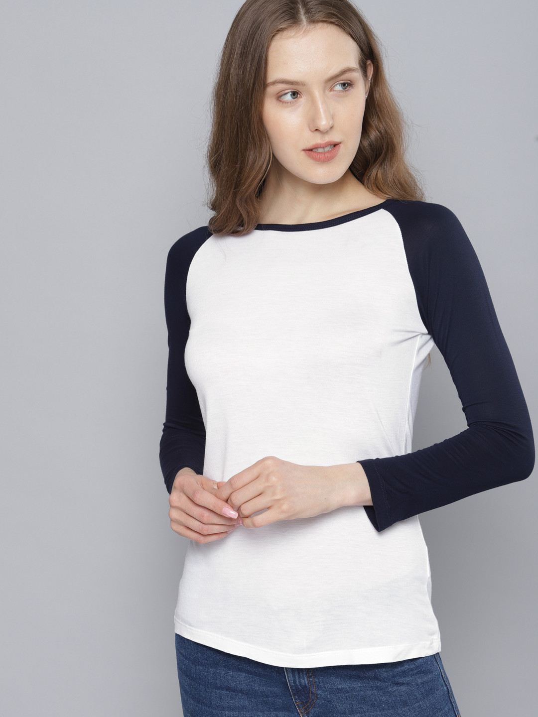 Basics By Tokyo Talkies Women White Solid Round Neck T-shirt