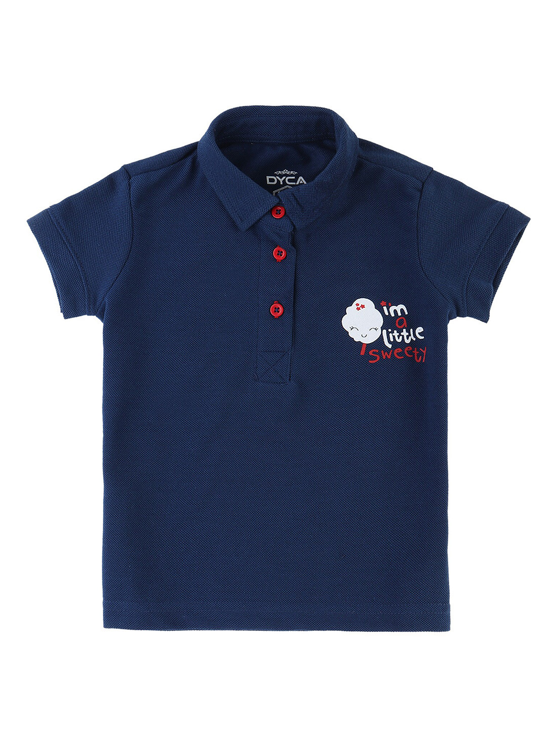 DYCA Girls Navy Blue Polo Collar T-shirt