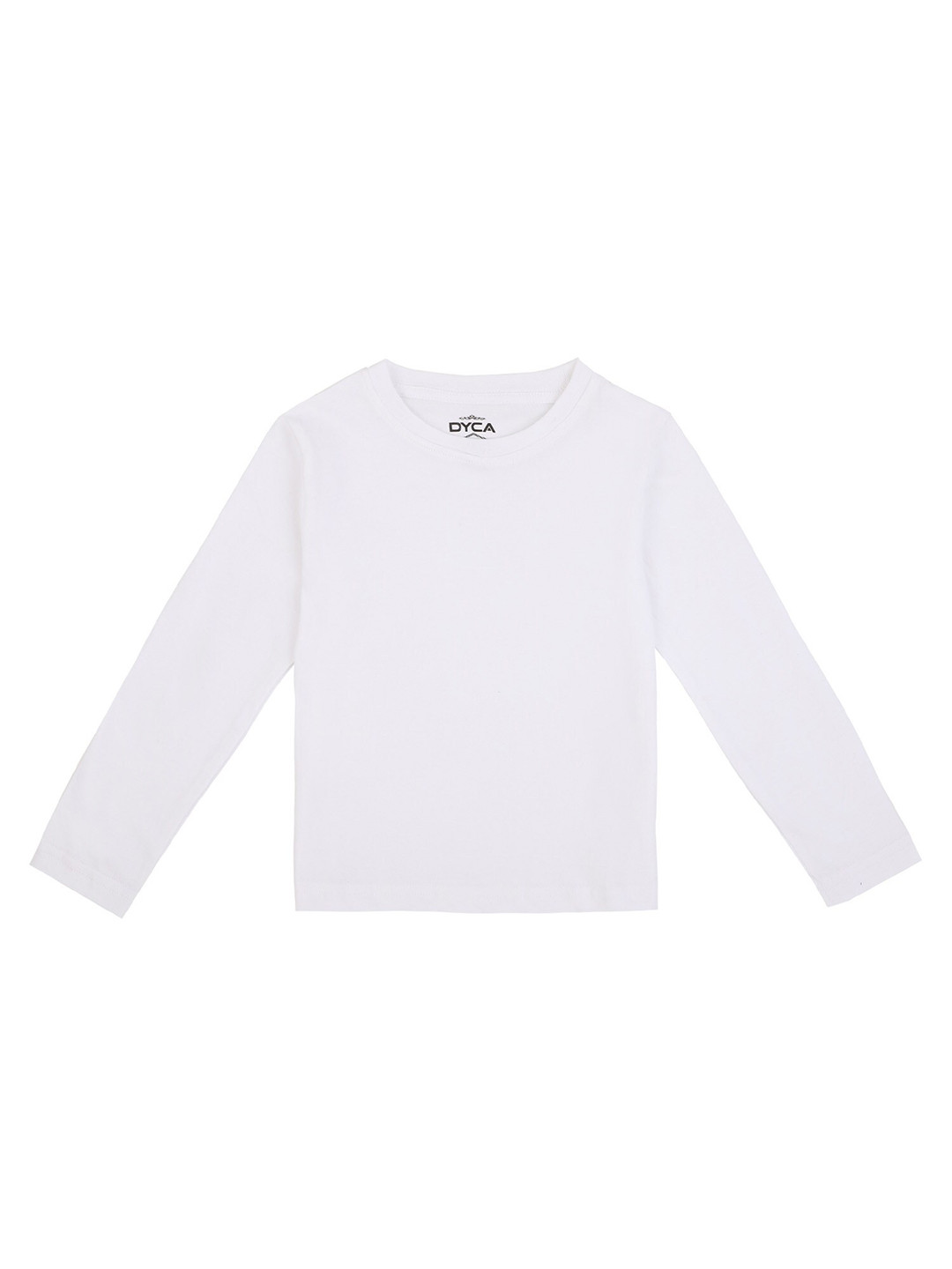 DYCA Girls White Round Neck Full Sleeves T-shirt