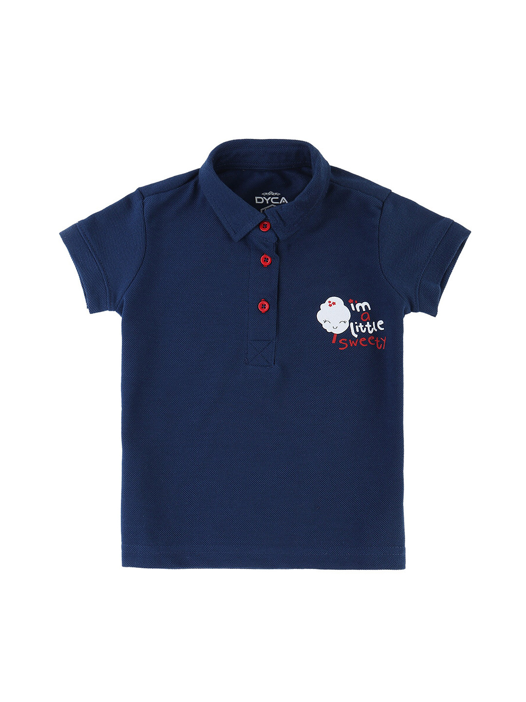 DYCA Girls Navy Blue Polo Collar T-shirt
