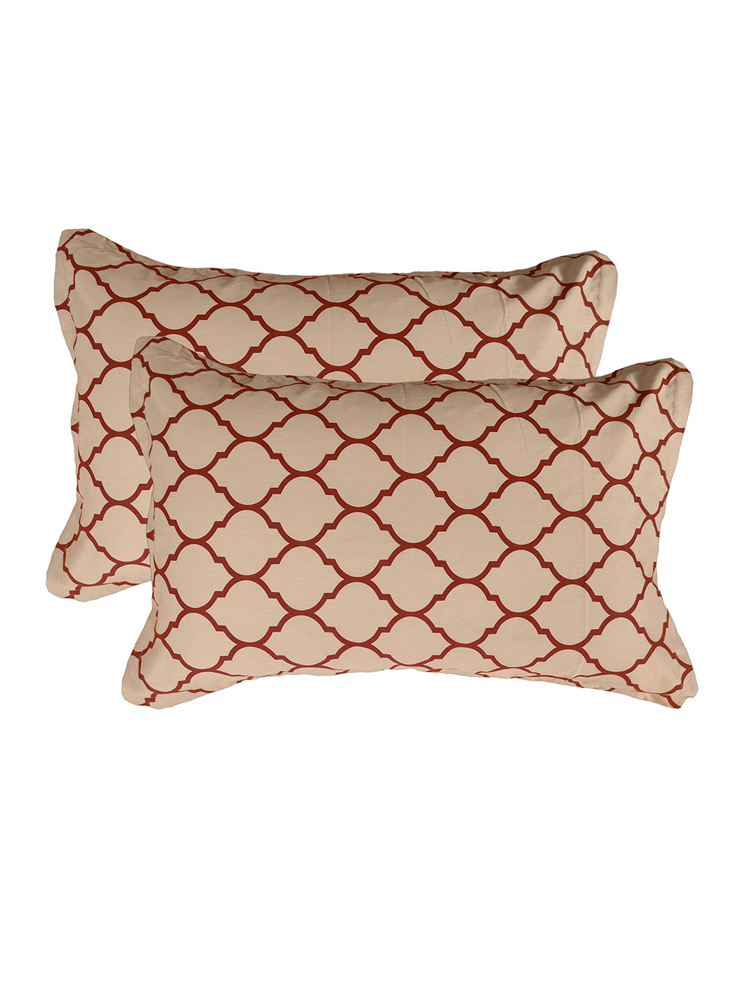 Trance Home Linen Pack Of 2 Red Printed 200 TC Pure Cotton Pillow Covers