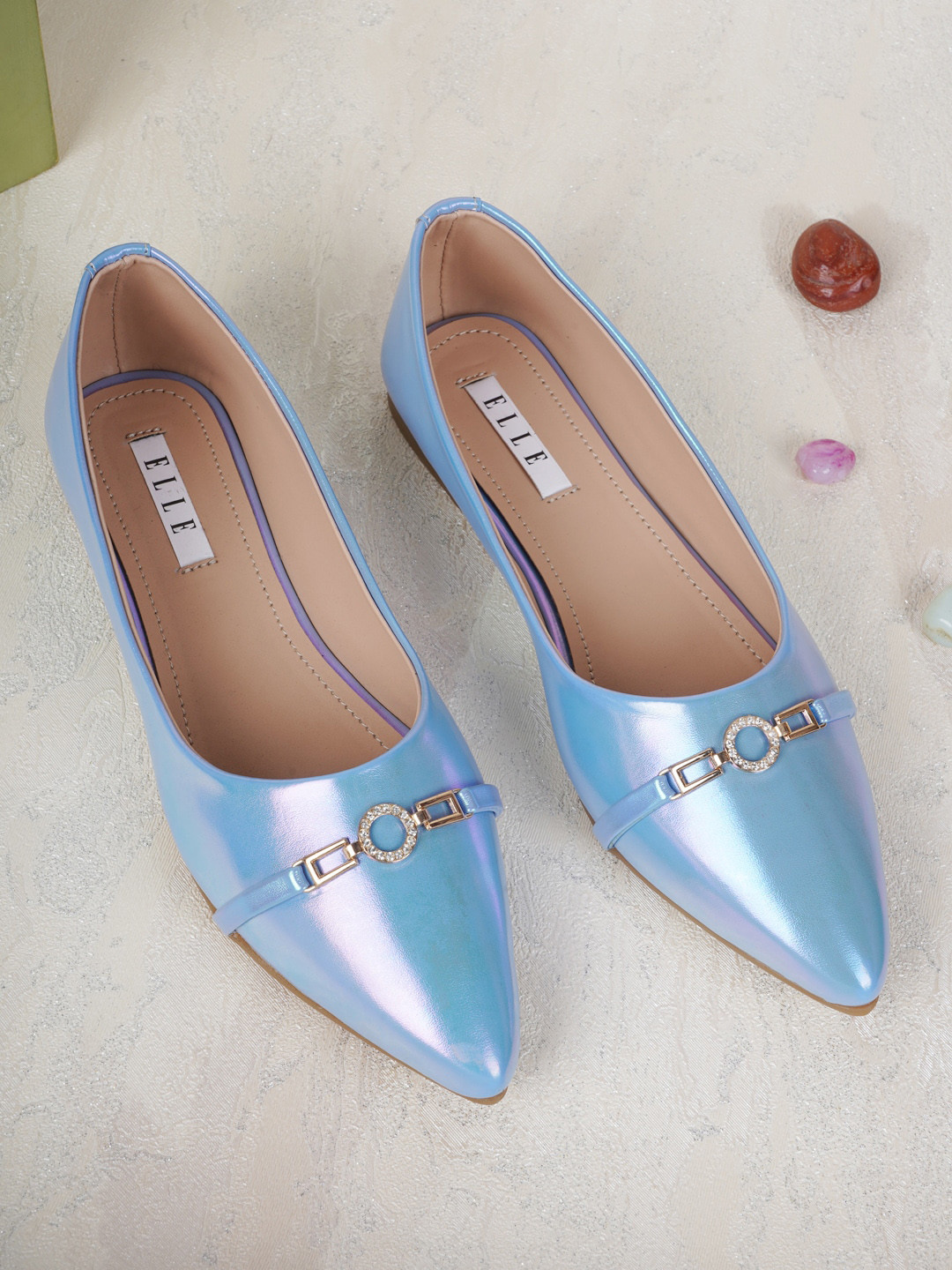 ELLE Women Blue Party Ballerinas Flats