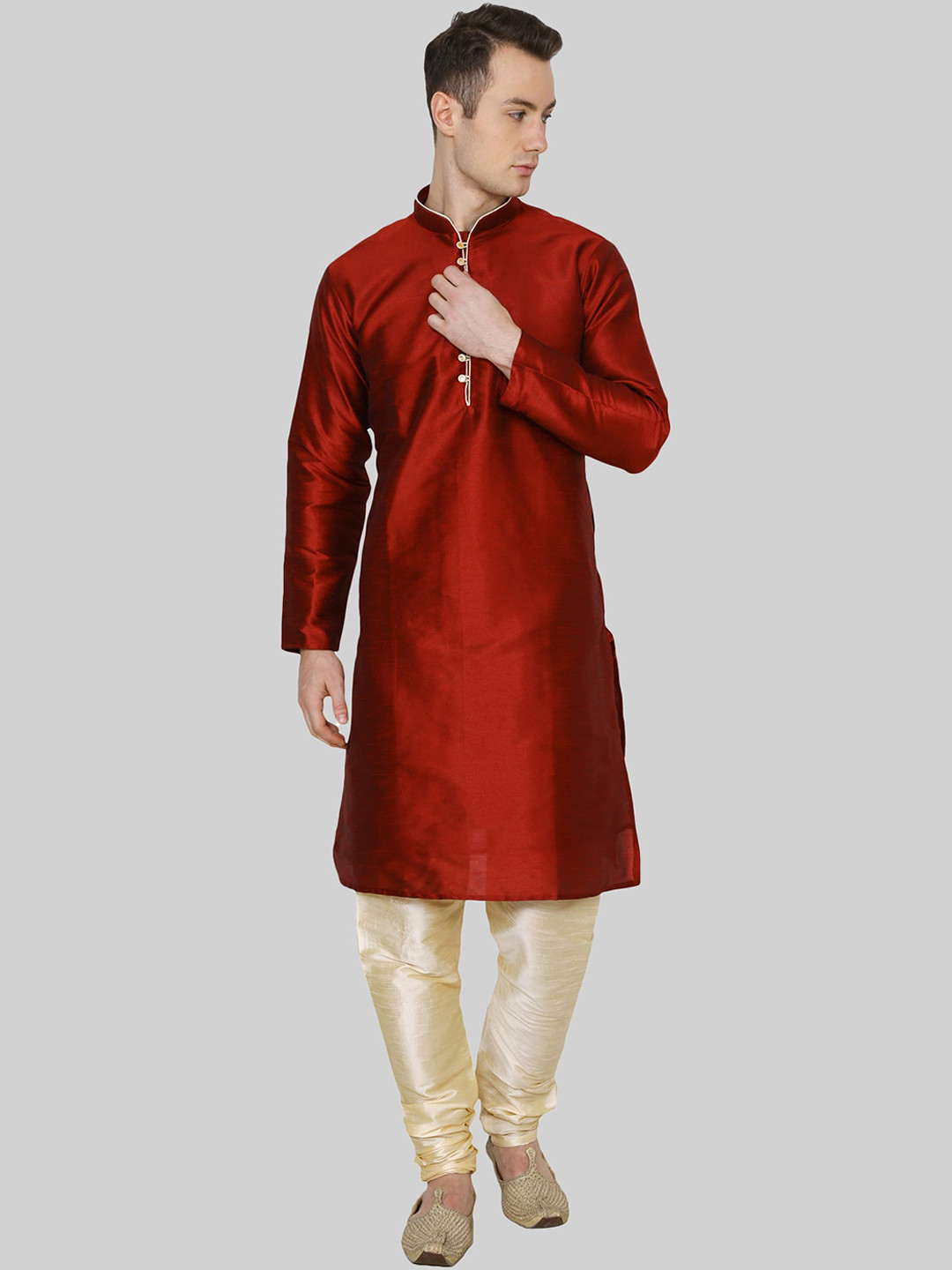 ROYAL KURTA Men Maroon Summer Sheers Kurta