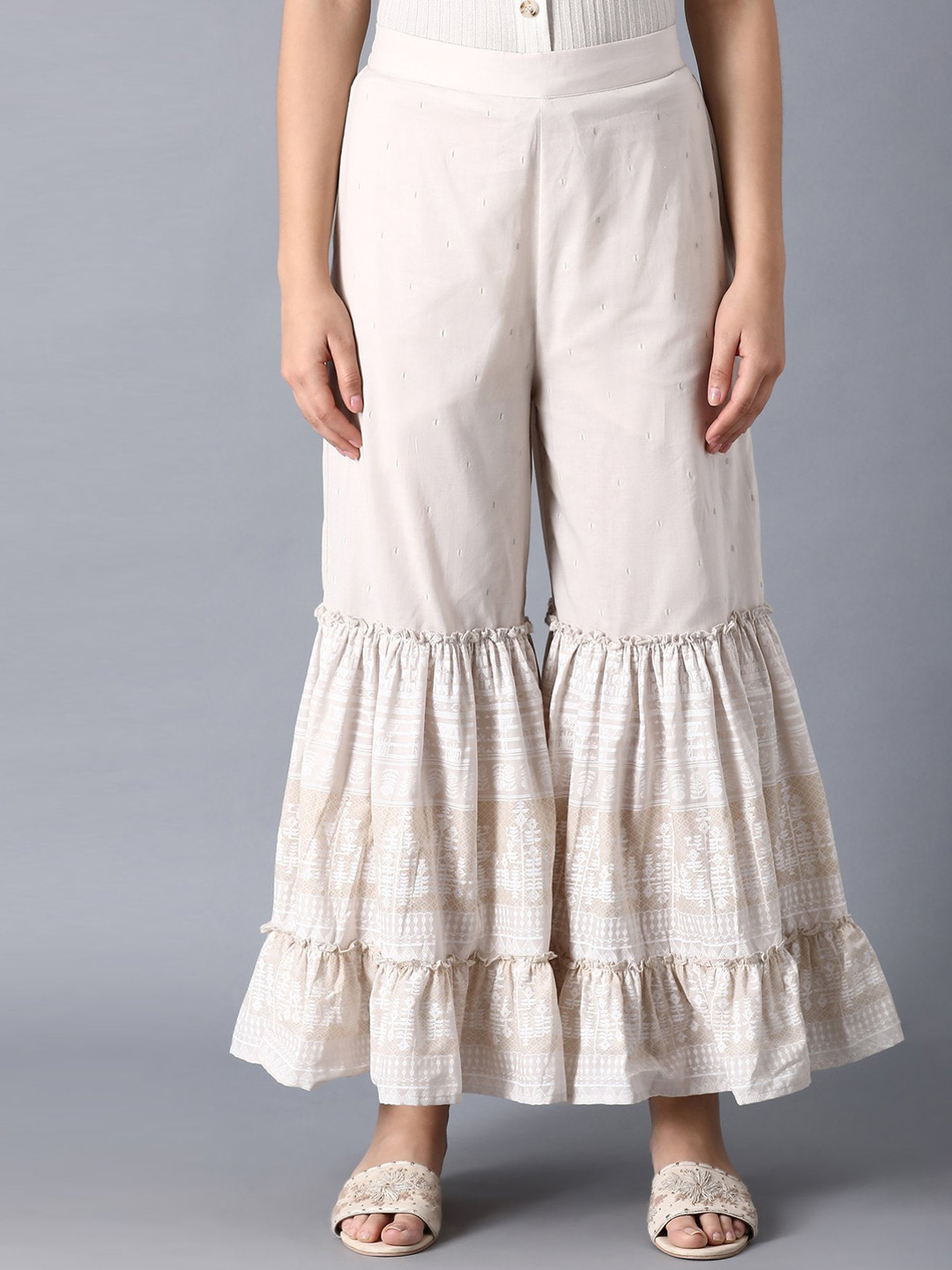 W Women White Culottes Cotton Trousers