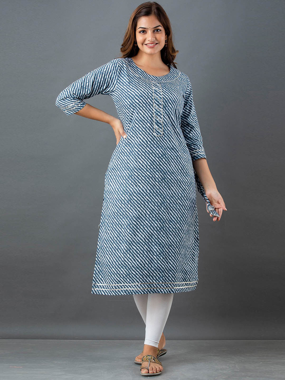 Lee Moda Women Black Printed Indie Prints Cotton Kurta