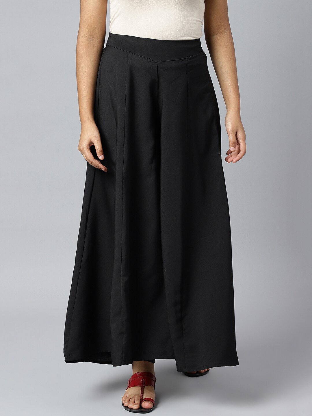 AURELIA Women Black Flared Ethnic Palazzos