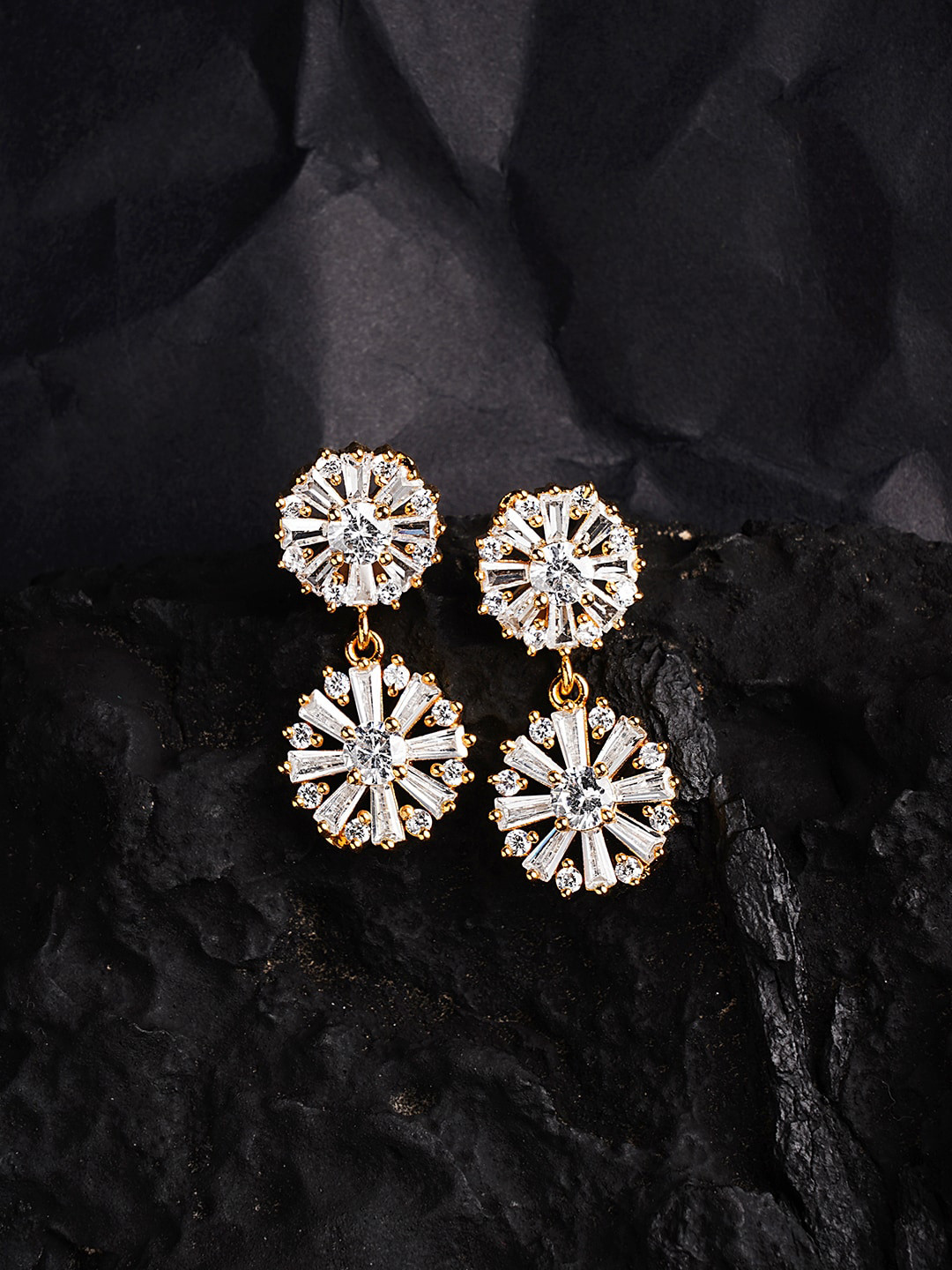 HOT AND BOLD Gold-Toned & Silver-Toned  Gold-Plated Circular Drop Earrings