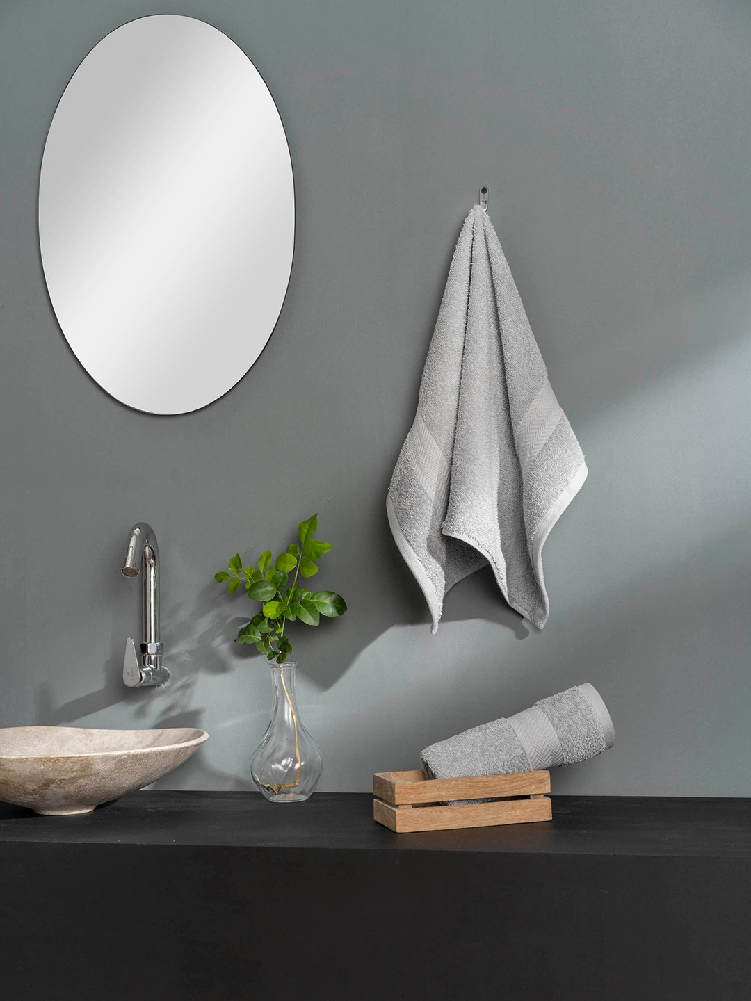 DDecor Set Of 2 Grey Solid 500 GSM Live Beautiful Hand Towels