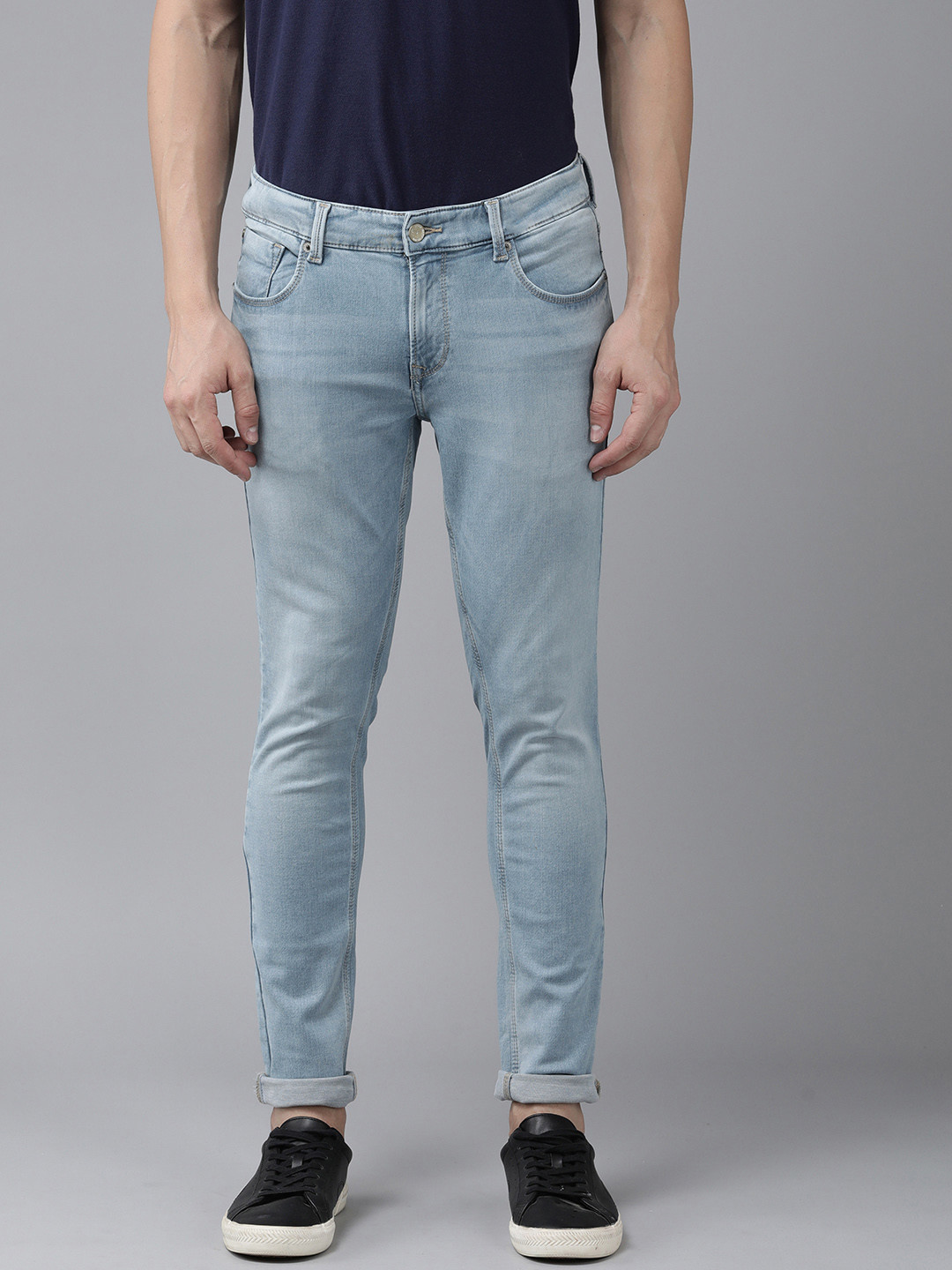 SPYKAR Men Super Slim Fit Low-Rise Heavy Fade Stretchable Jeans