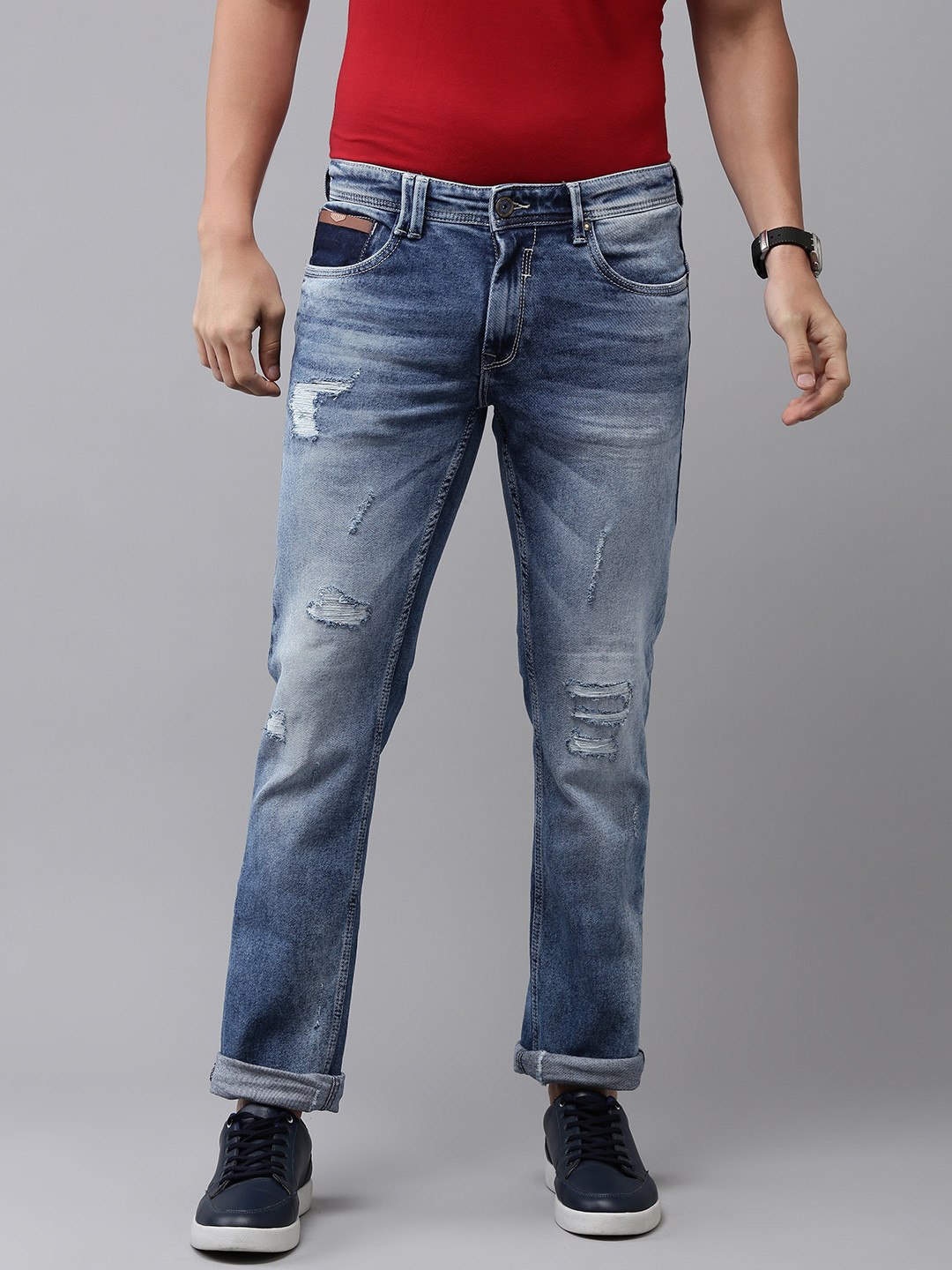 SPYKAR Men Mid-Rise Mildly Distressed Light Fade Stretchable Jeans