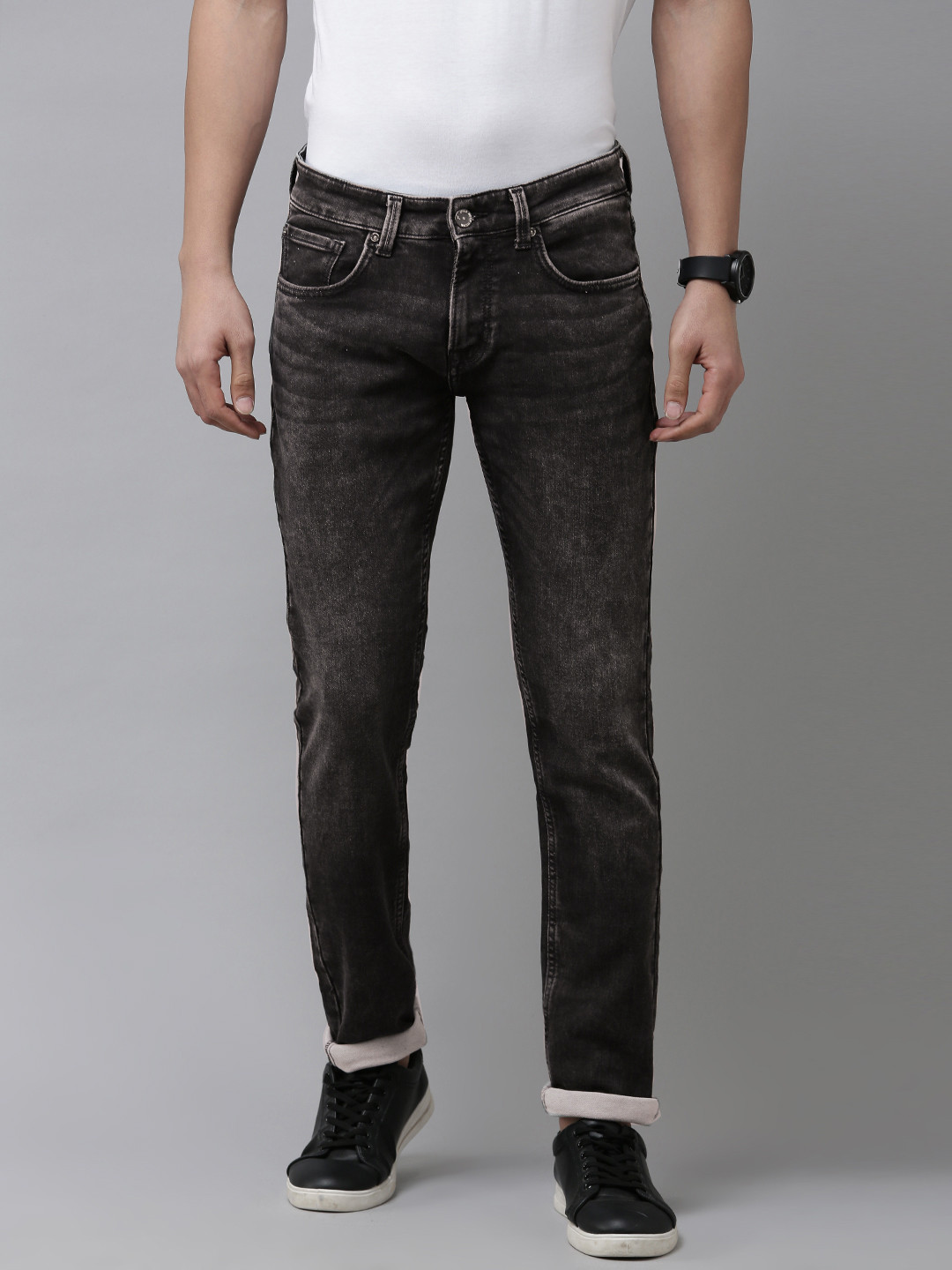 SPYKAR Men Slim Fit Low-Rise Light Fade Acid Wash Stretchable Jeans