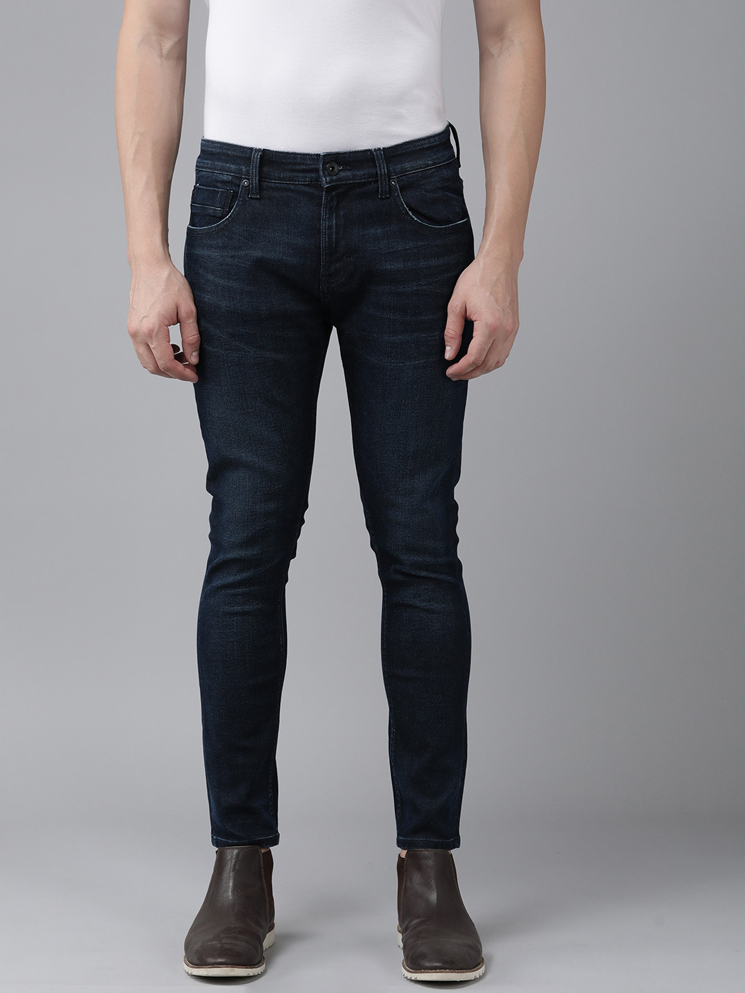 SPYKAR Men Kano Slim Fit Mid-Rise Light Fade Stretchable Jeans