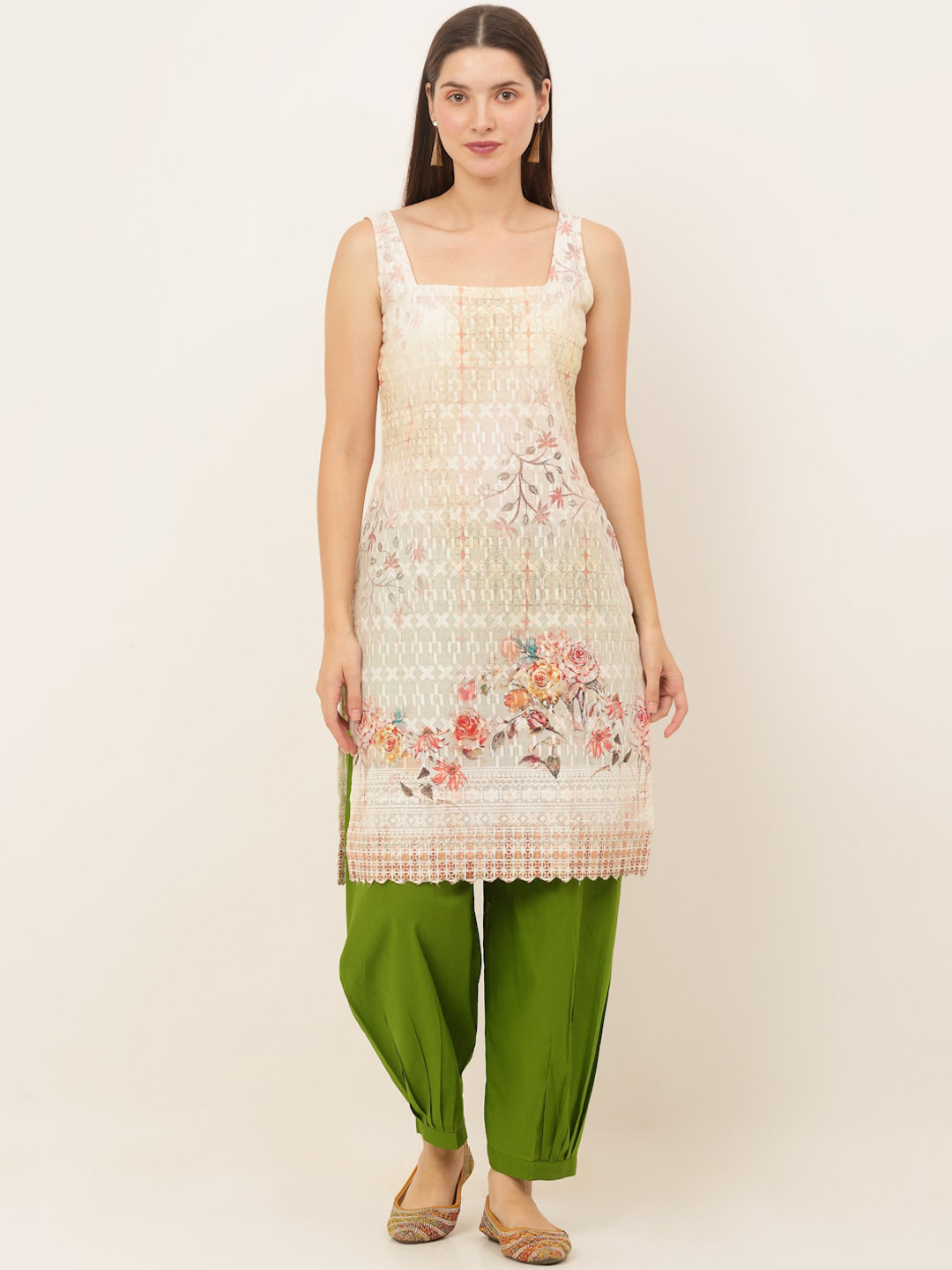 KALINI Women Floral Printed Cotton Straight Kurta
