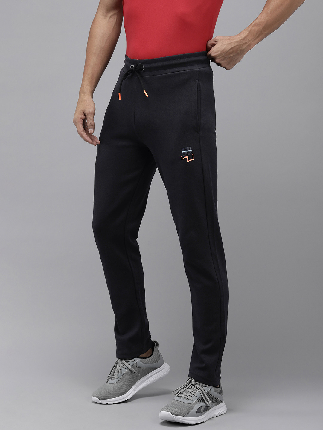 SPYKAR Men Applique Mid-Rise Slim Fit Track Pants