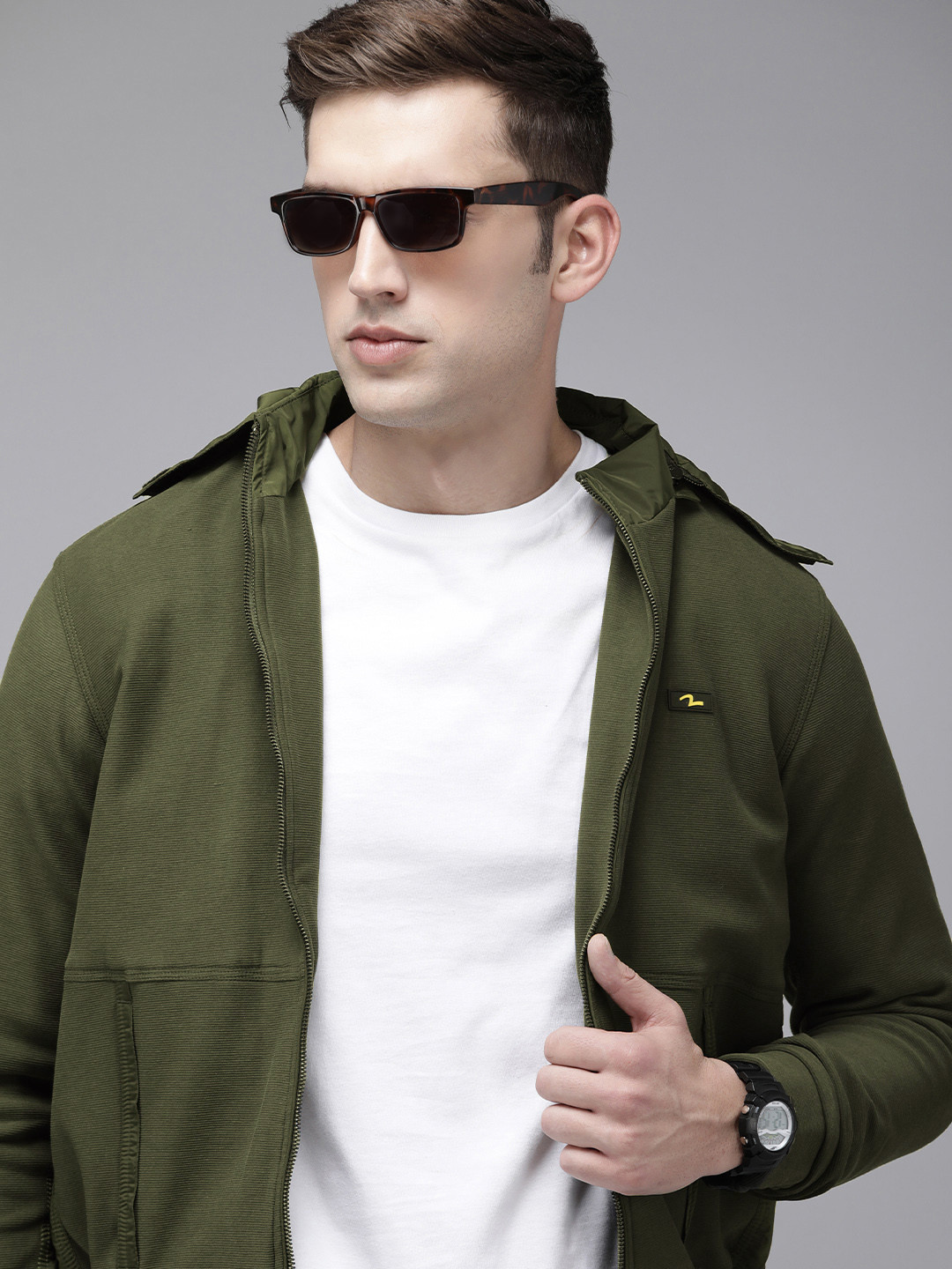 SPYKAR Long Sleeves Hooded Bomber Jacket