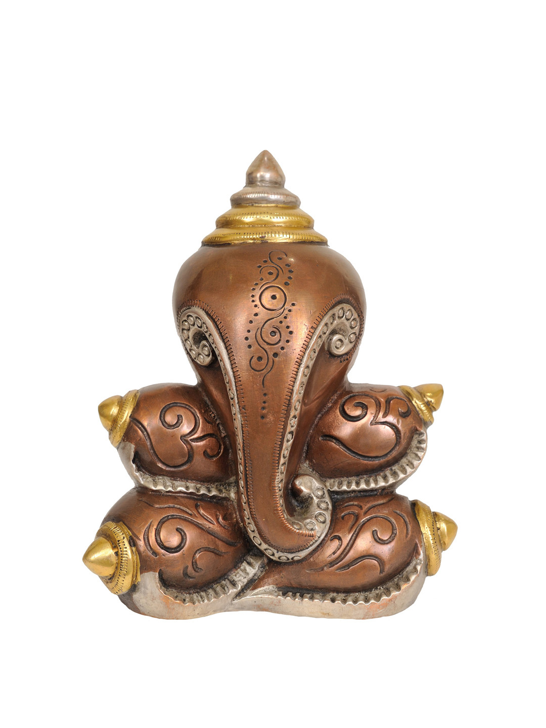 Exotic India Modern Ganesha Brass Ethnic Motifs Antique Spiritual Wall Decor-6.7In