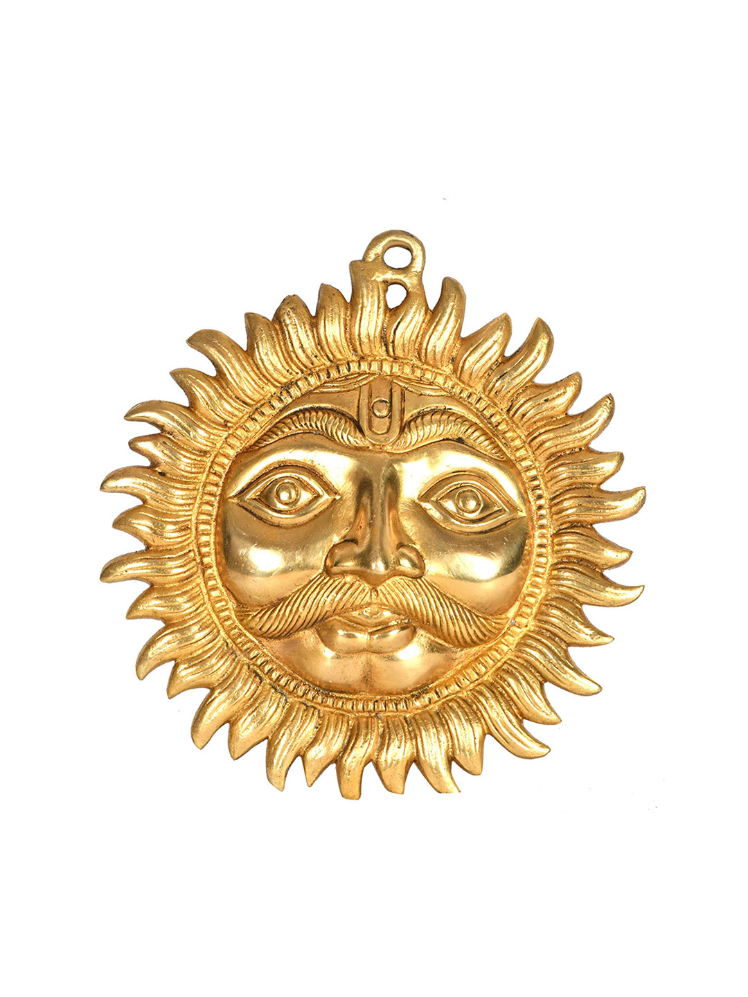 Exotic India Surya Wall Hanging Brass Glossy Pooja Room Spiritual Wall Decor-8.2In