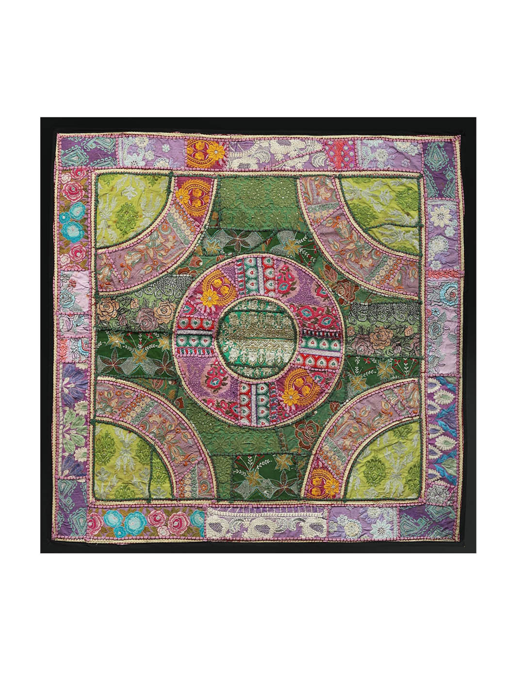 Exotic India Mandala Fabric Ethnic Motifs Matte Hanging Hall Wall Hangings-39.8In