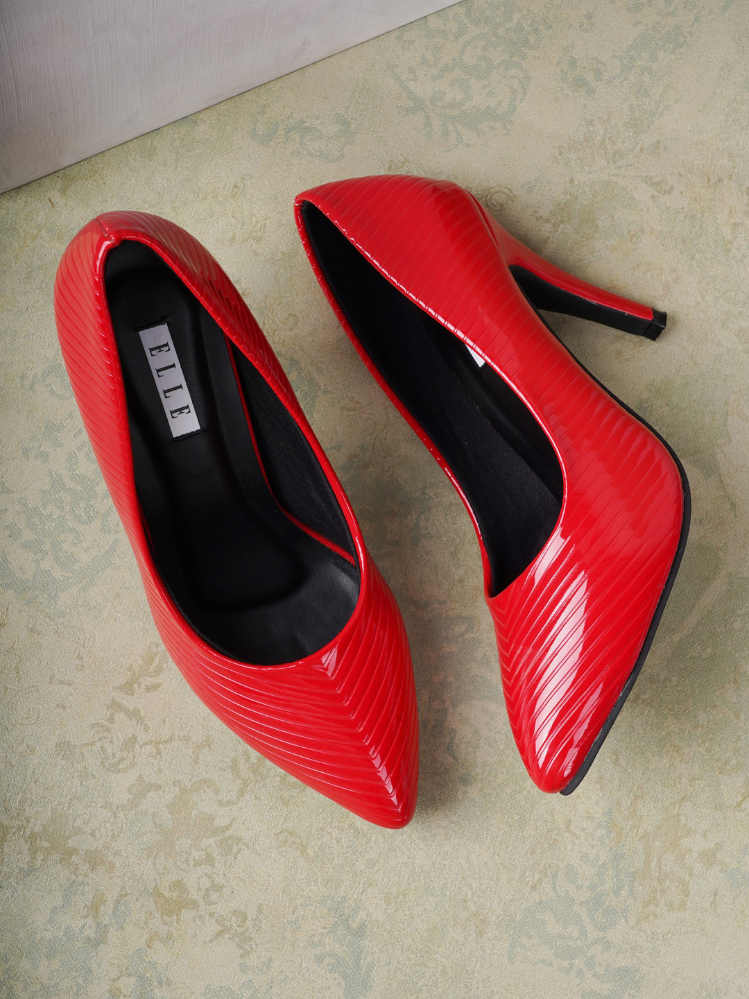 ELLE Women Red Textured Stiletto Pumps