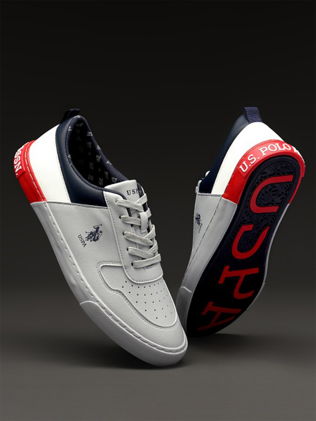 U.S. Polo Assn. Men Grey Perforations PU Sneakers