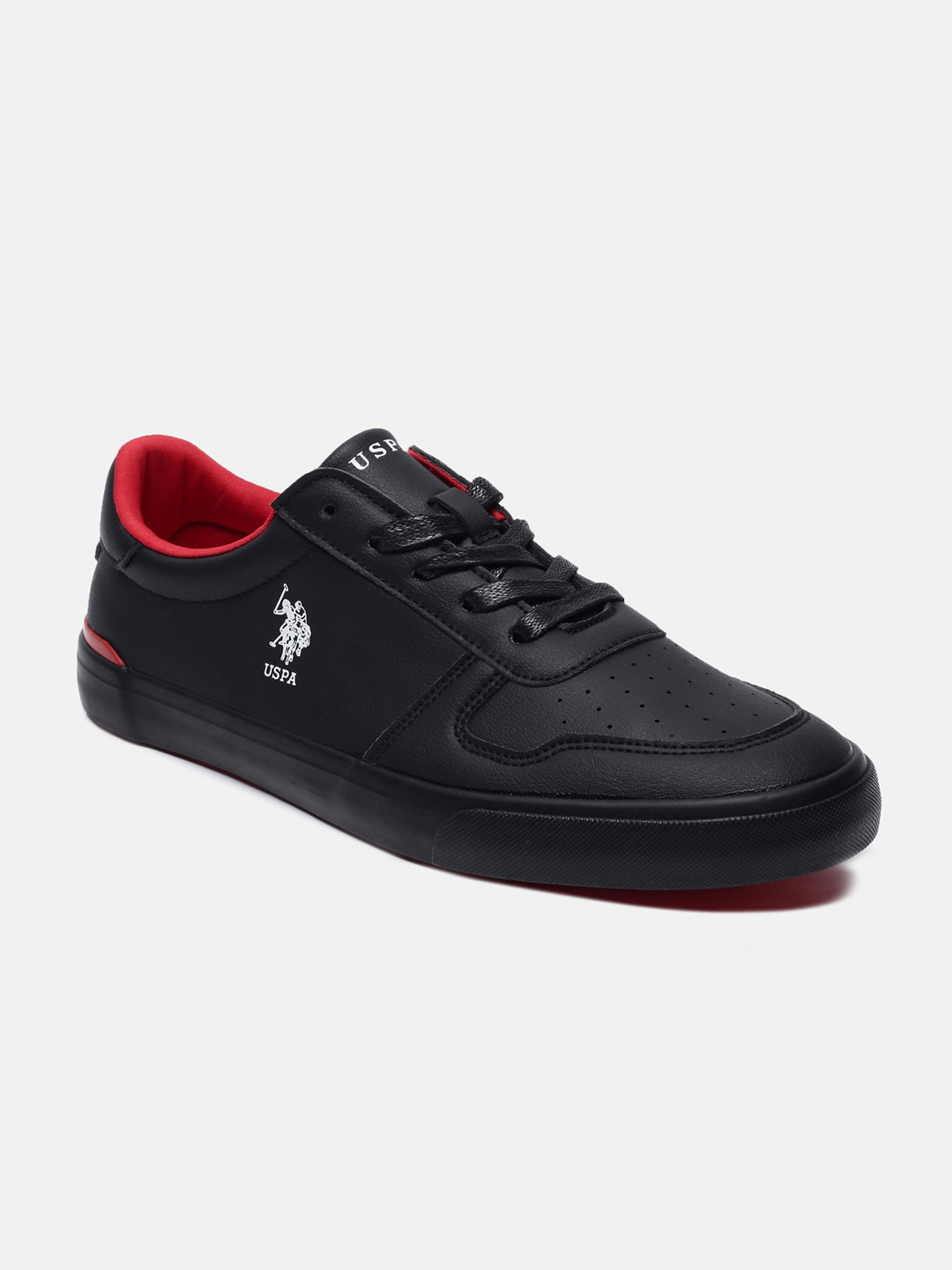 U S Polo Assn. Men Black PU Sneakers