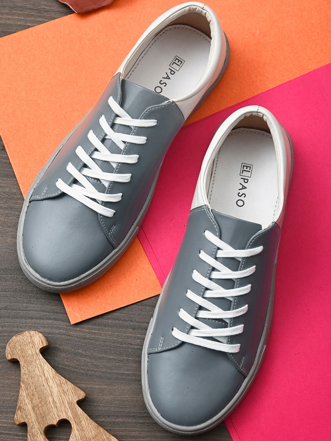 El Paso Men Grey & white Colourblocked Sneakers