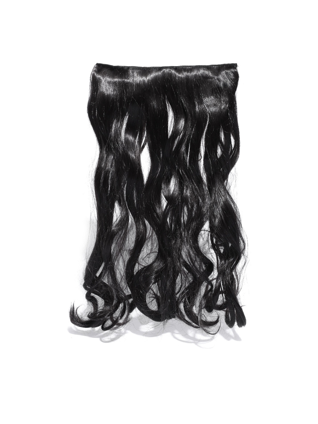 CHRONEX Curly Wavy Fibre Clip-On Synthetic Hair Extension - Black