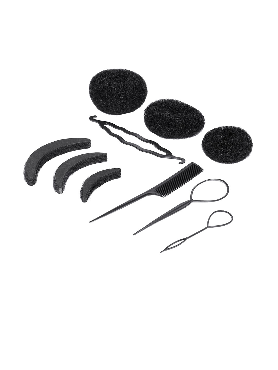 CHRONEX Women Pack of 9 Black Hair Accessory Set
